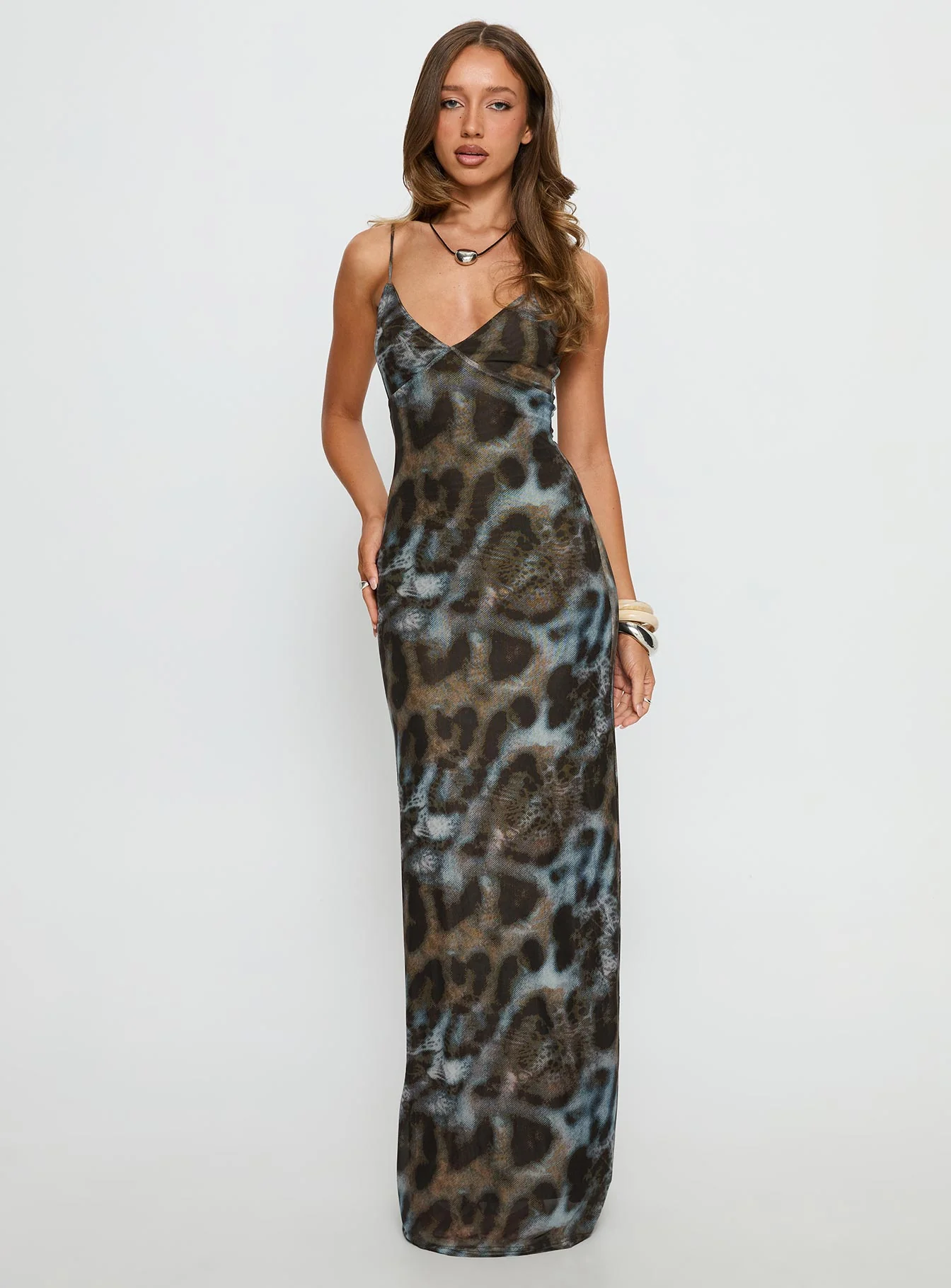 Saphrona V-neck Maxi Dress Leopard
