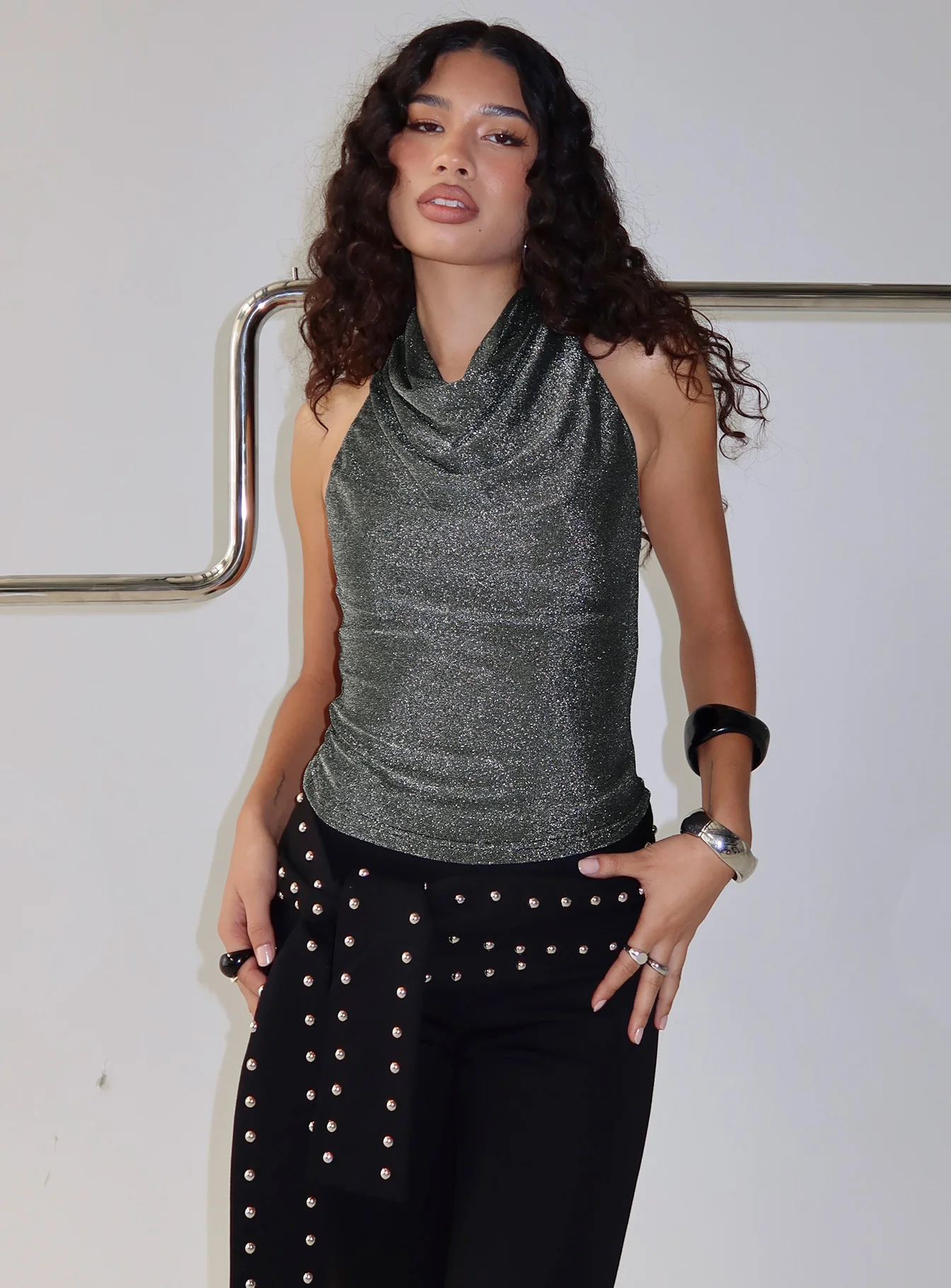 Giggle Top Charcoal Shimmer