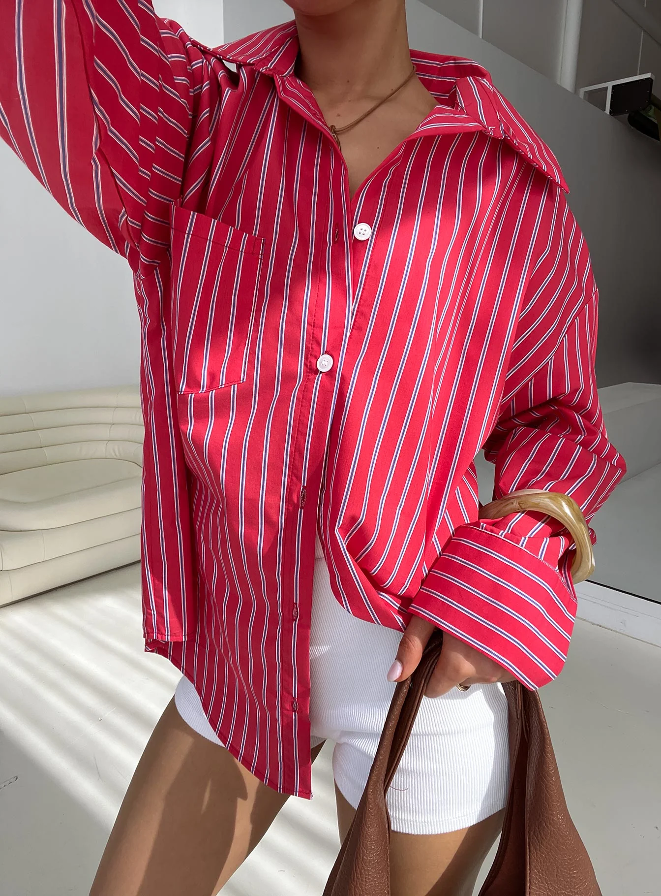 Kodhi Oversized Long Sleeve Top Red Stripe