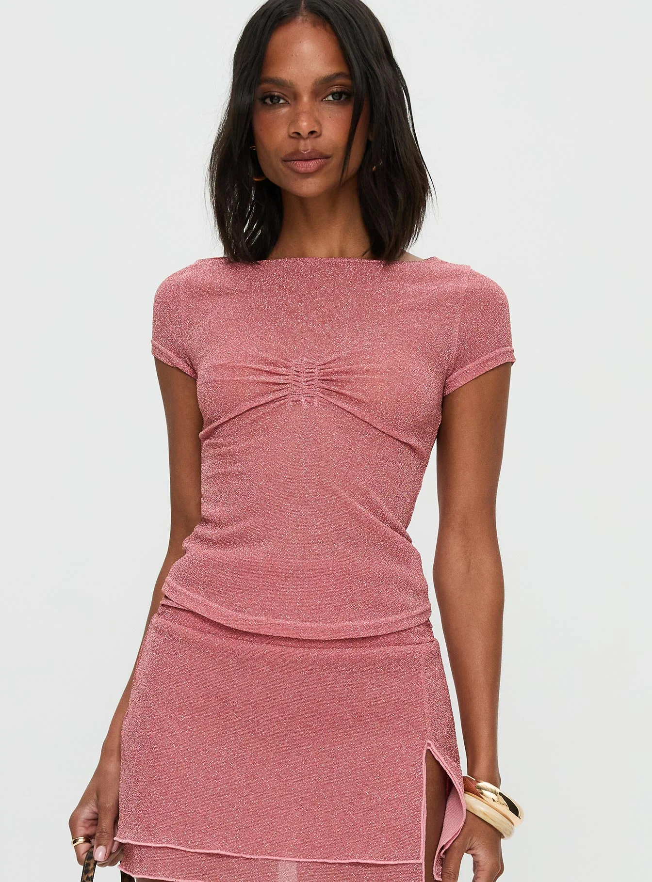 Crystal Clear Mesh Top Pink