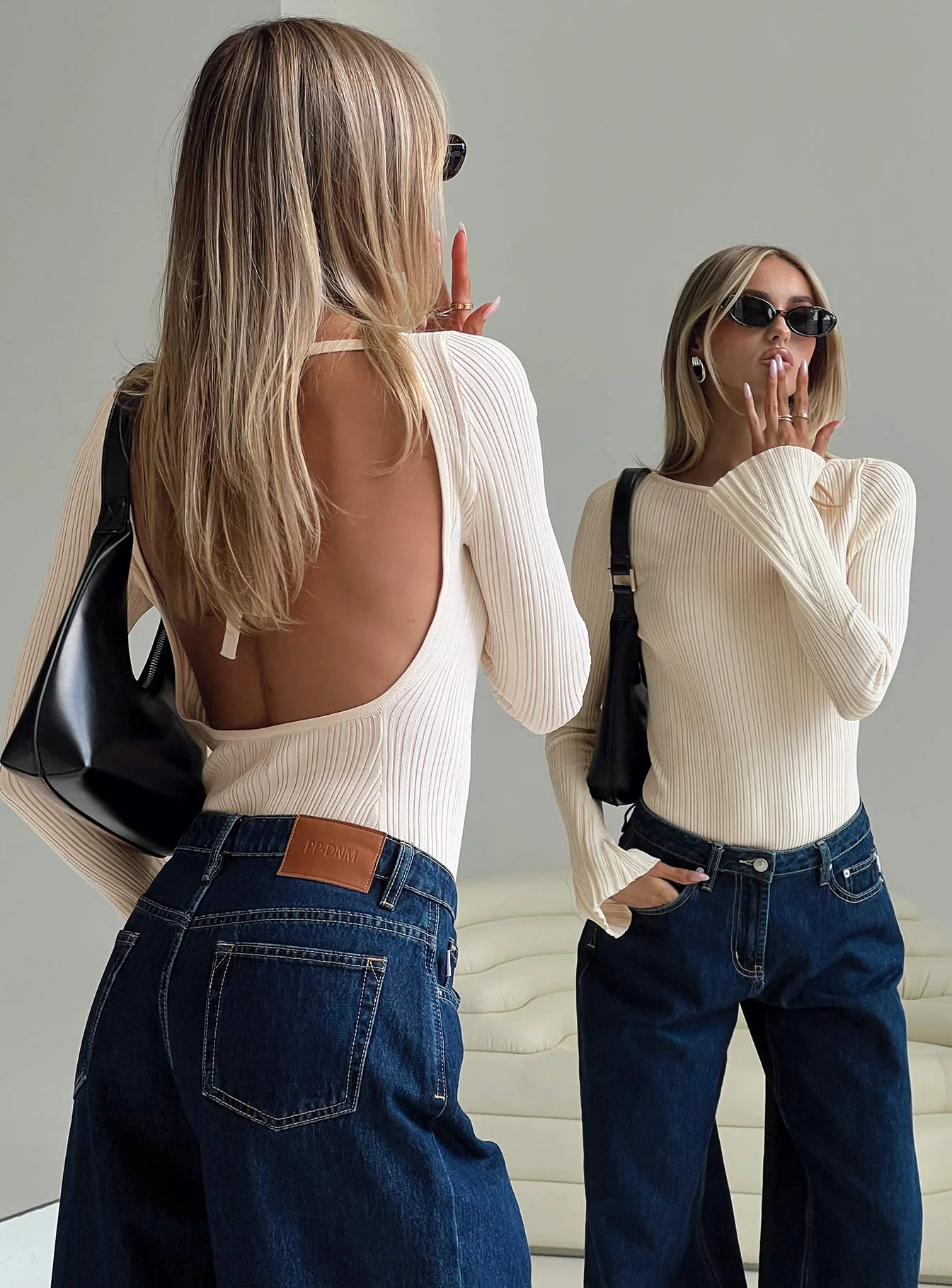 Mayok Long Sleeve Bodysuit Beige