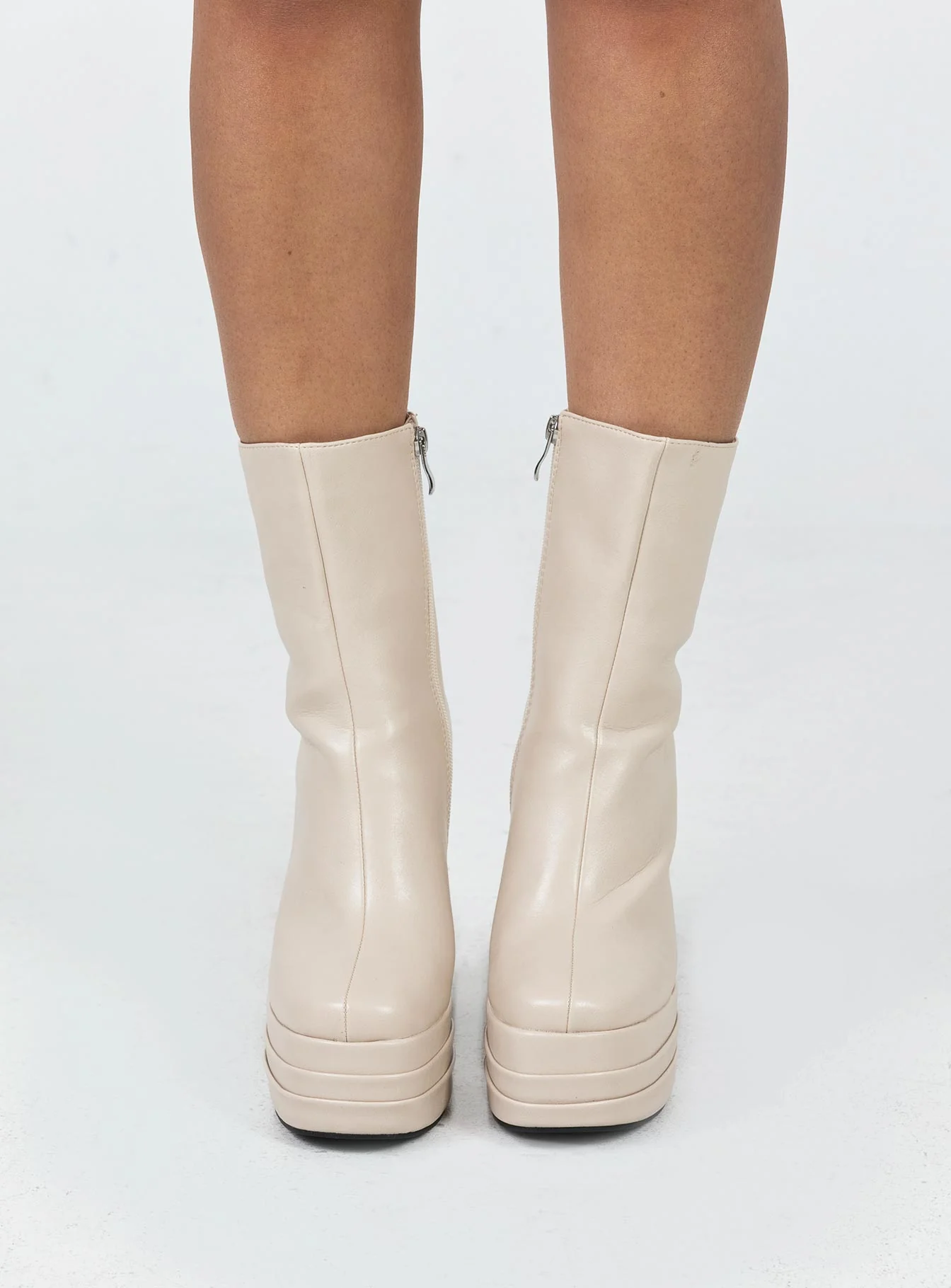 Ricardo Platform Ankle Boots Cream