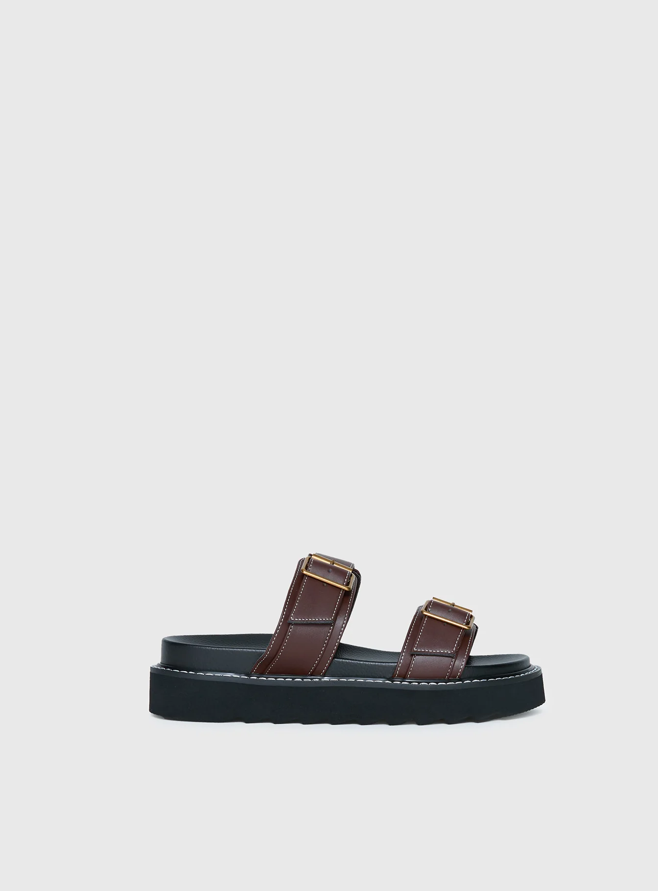 Ma Belle Sandals Contrast Stitch Chocolate
