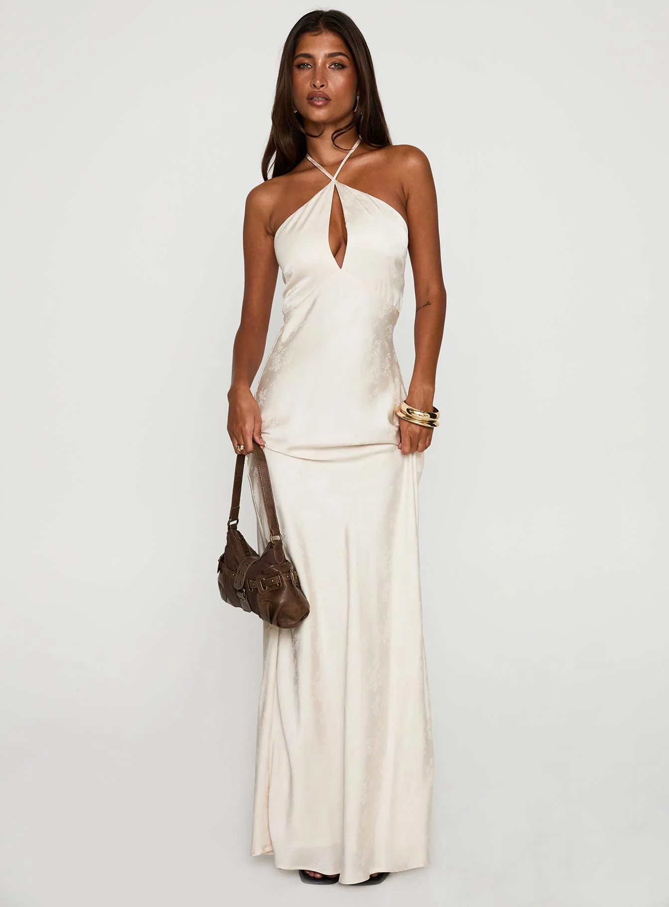Limosina Halter Maxi Dress Champagne