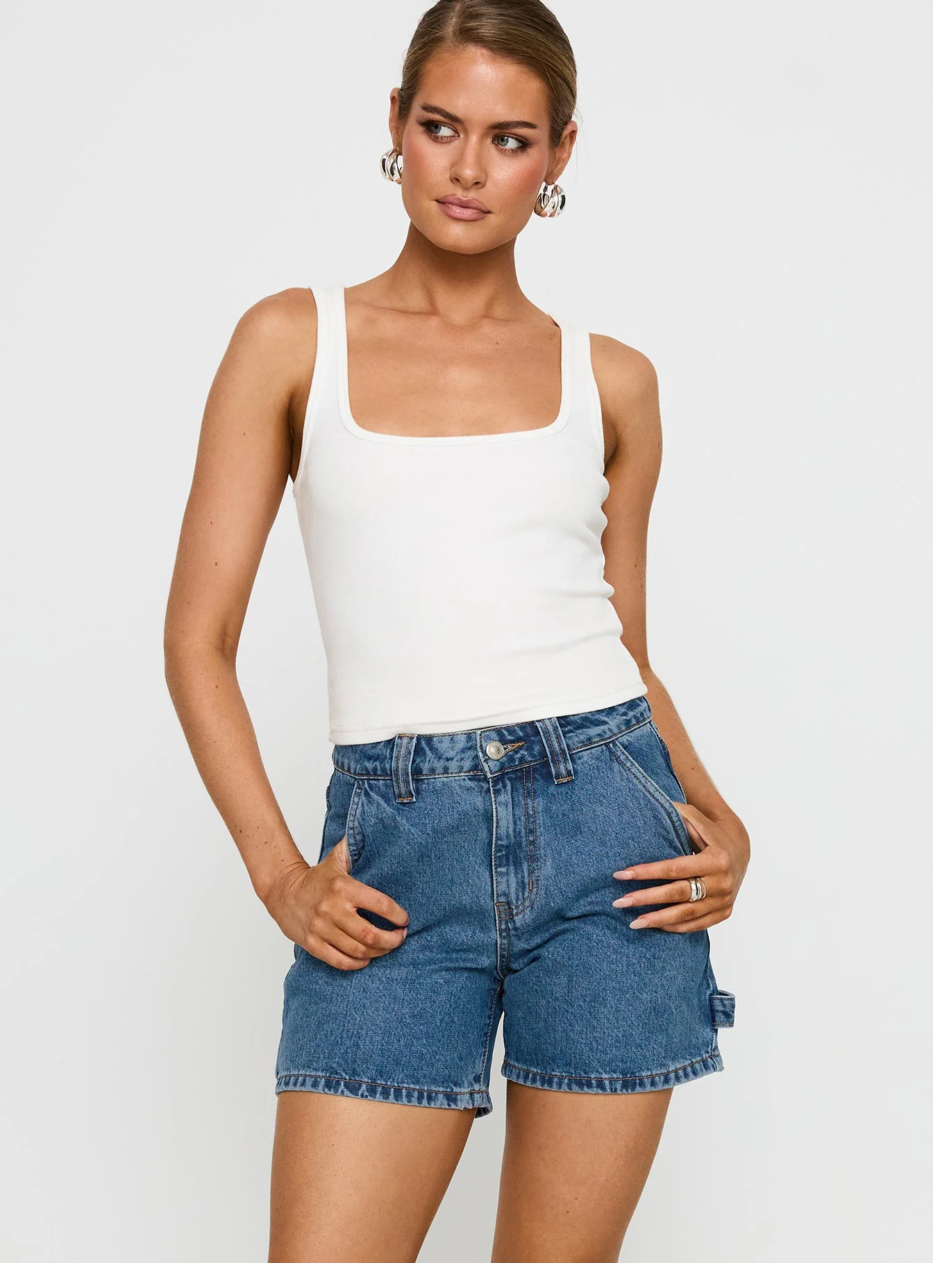 Lou Carpenter Denim Shorts Mid Wash
