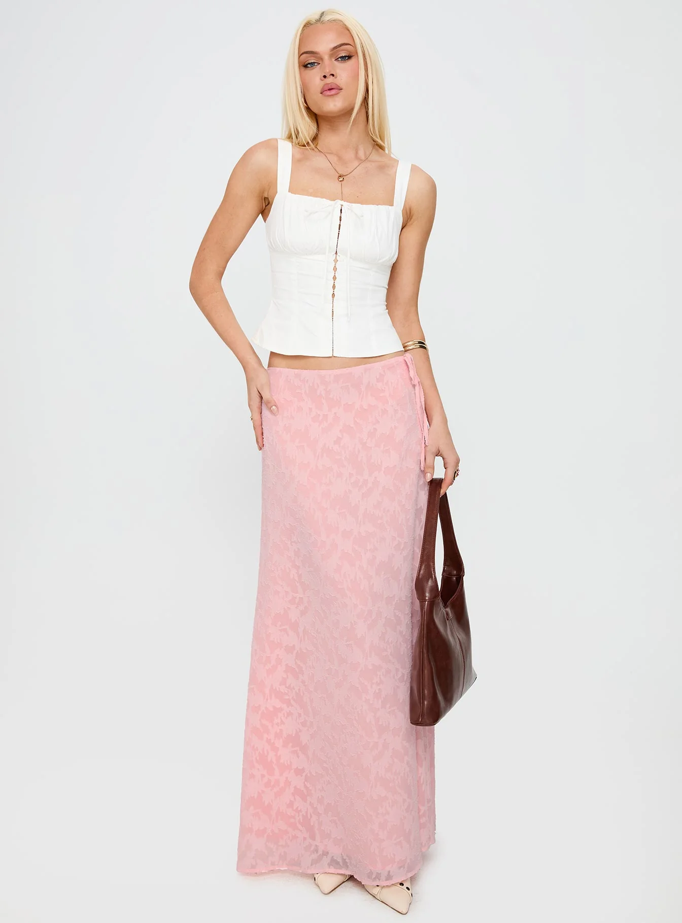 Youthful Spirit Lace Maxi Skirt Pink