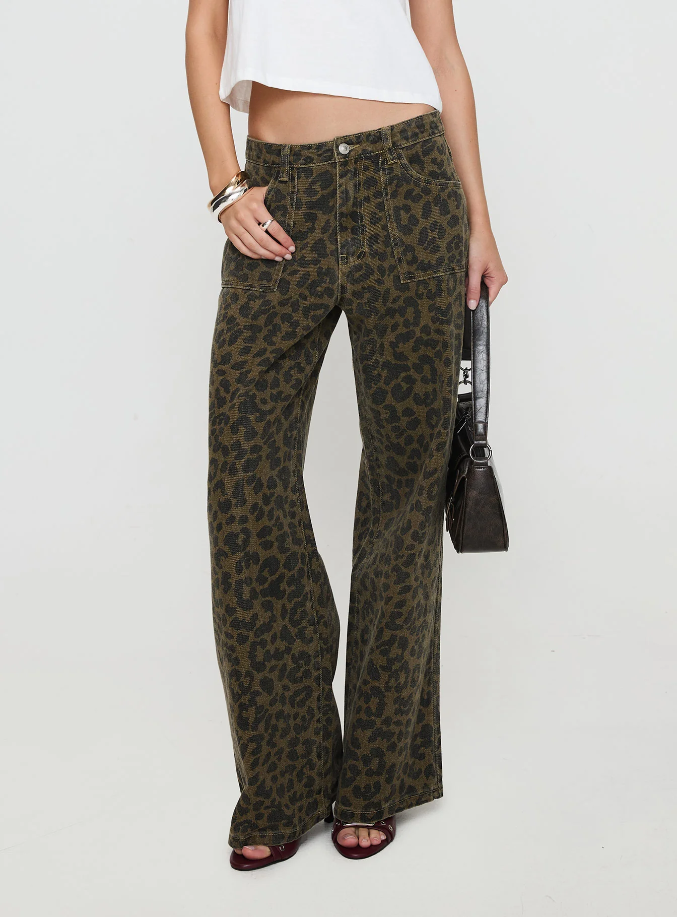 Briony Low Rise Wide Leg Jean Leopard