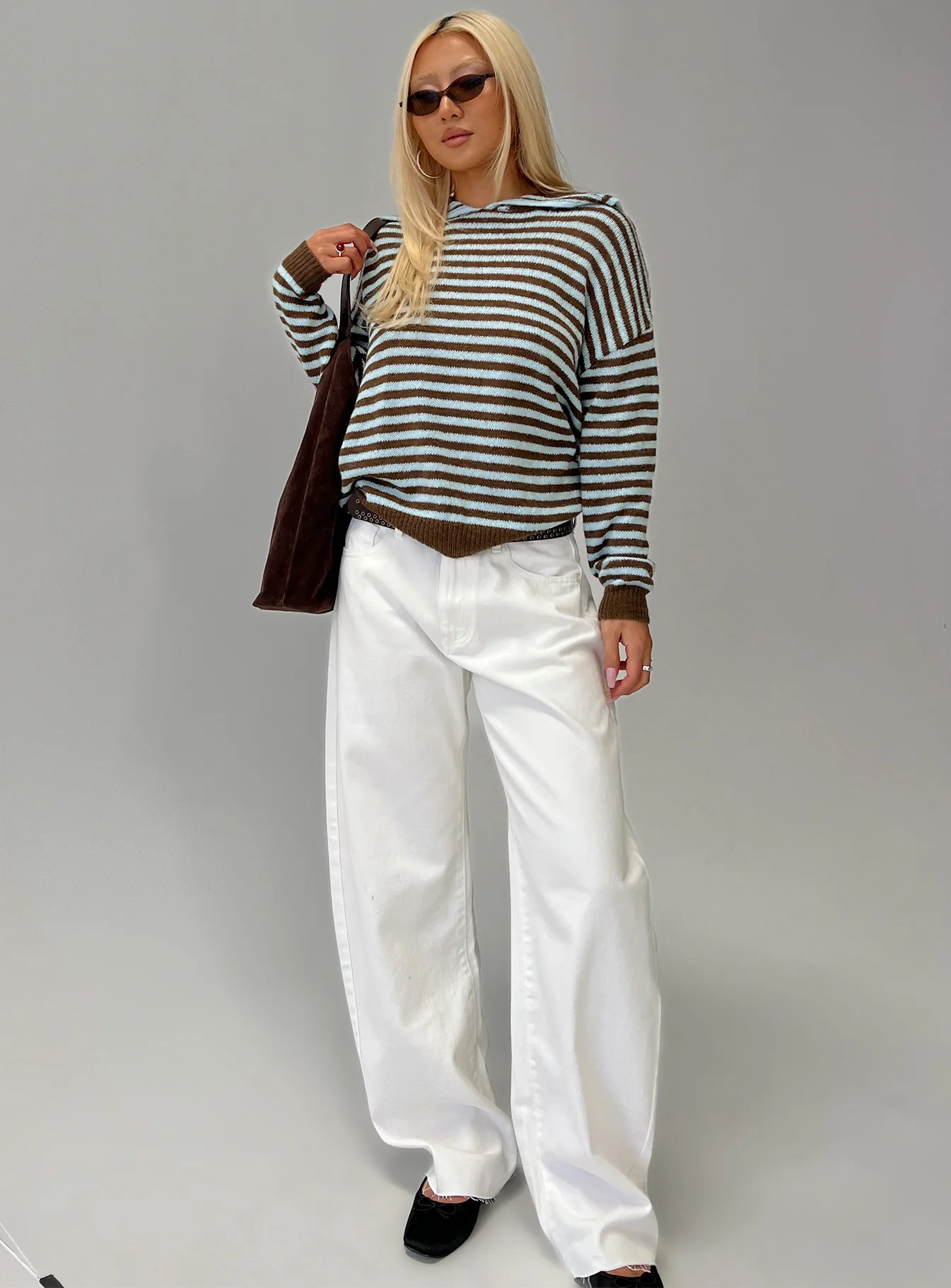 Kaio Mid Rise Barrel Leg Denim Jeans White