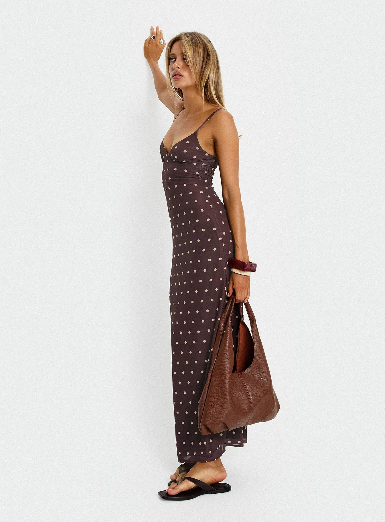 Glass Half Full Mesh Maxi Dress Plum / Pink Polka Dot