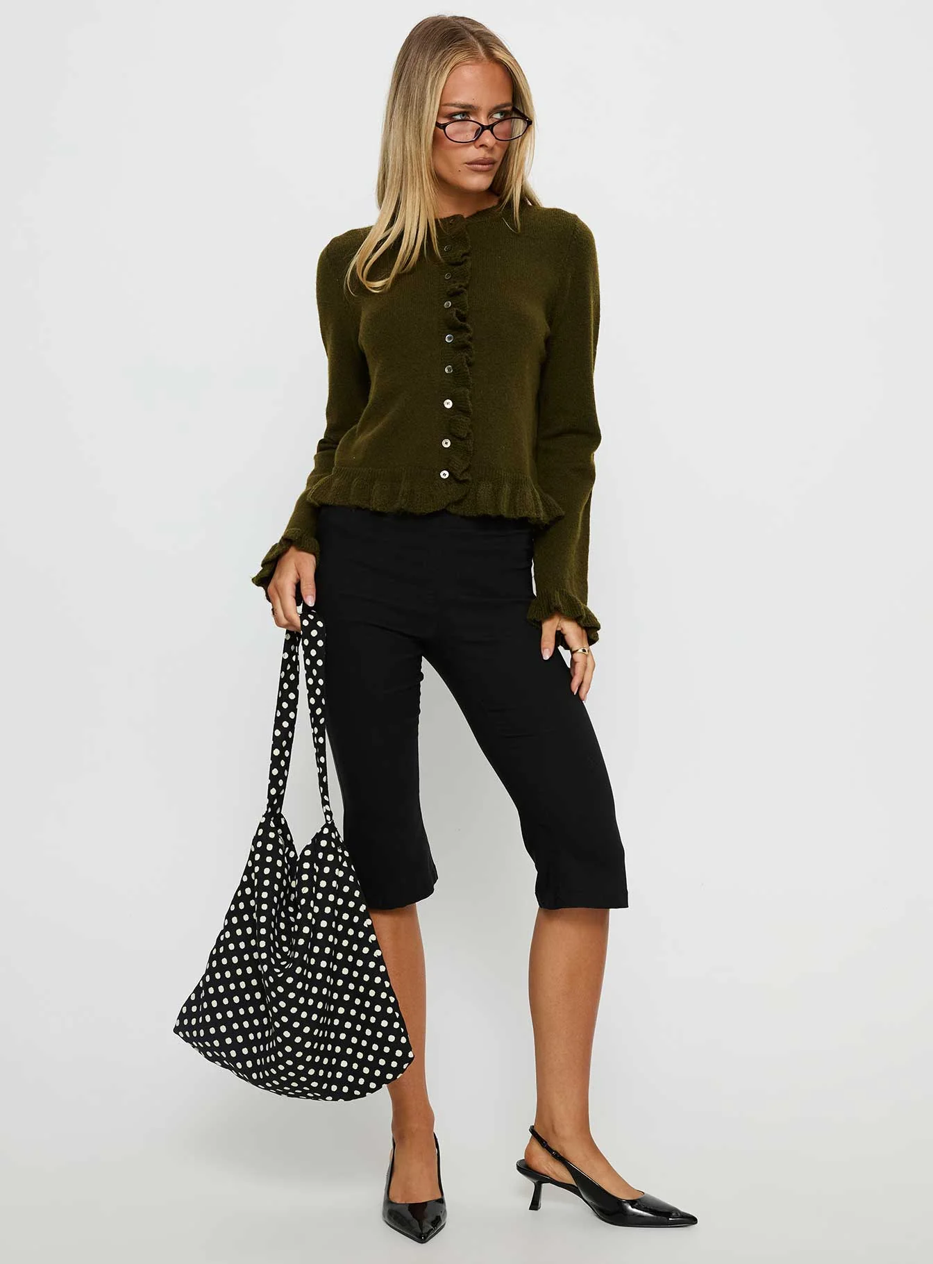 Inclination Frill Cardigan Moss