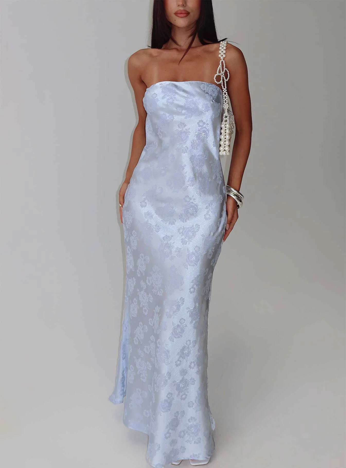 Haley Maxi Dress Blue Jacquard