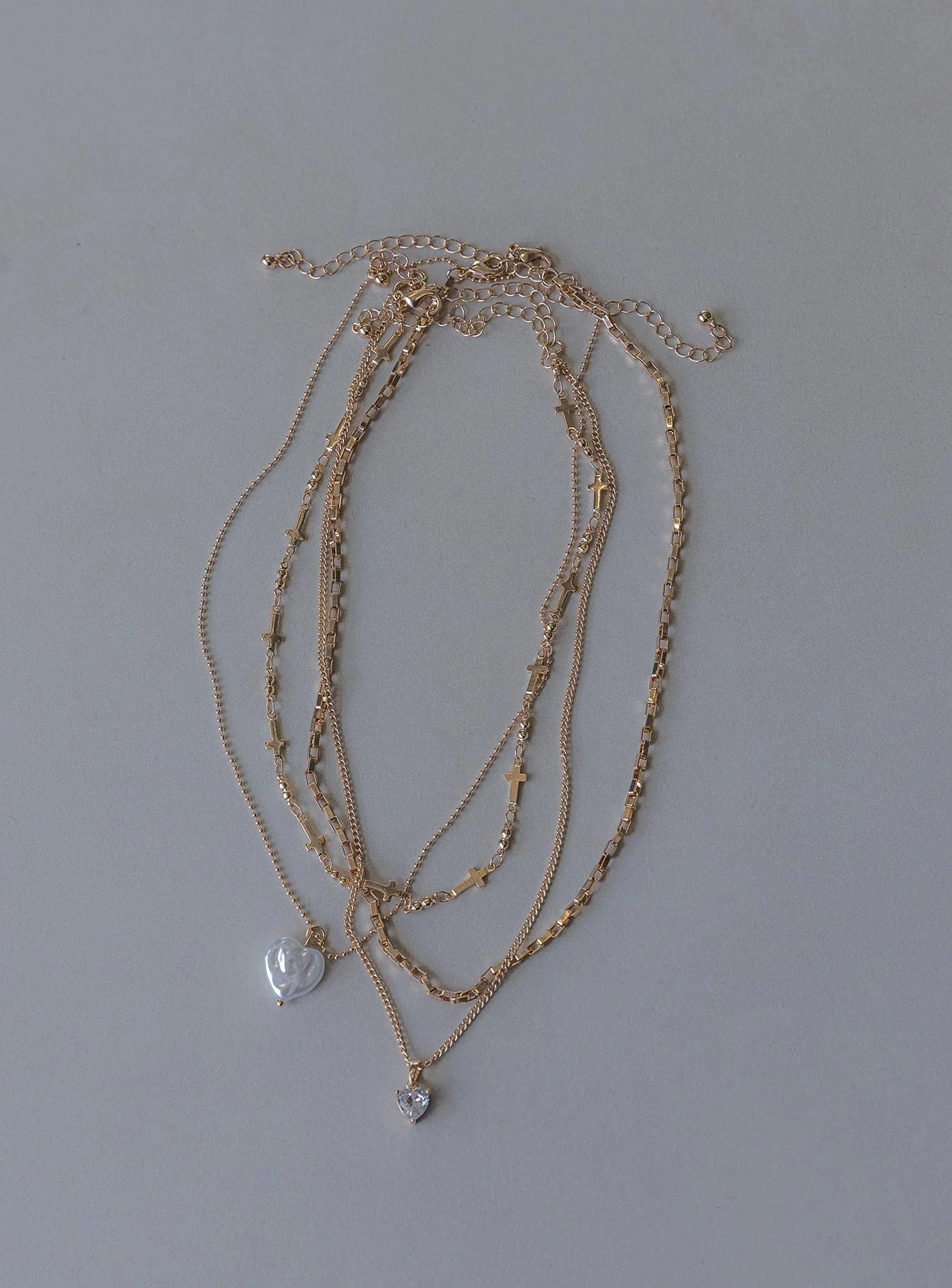 Baroness Pearl Heart Necklace Pack Gold