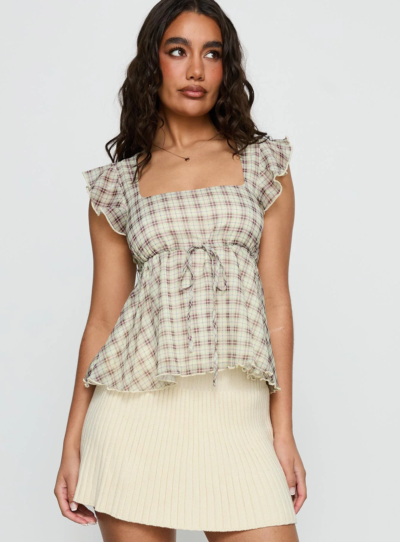 Auroraah Frill Top Yellow Check