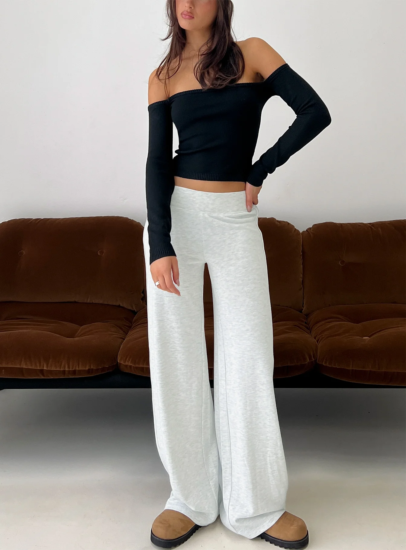 Ascenda Straight Leg Track Pant Grey Marle