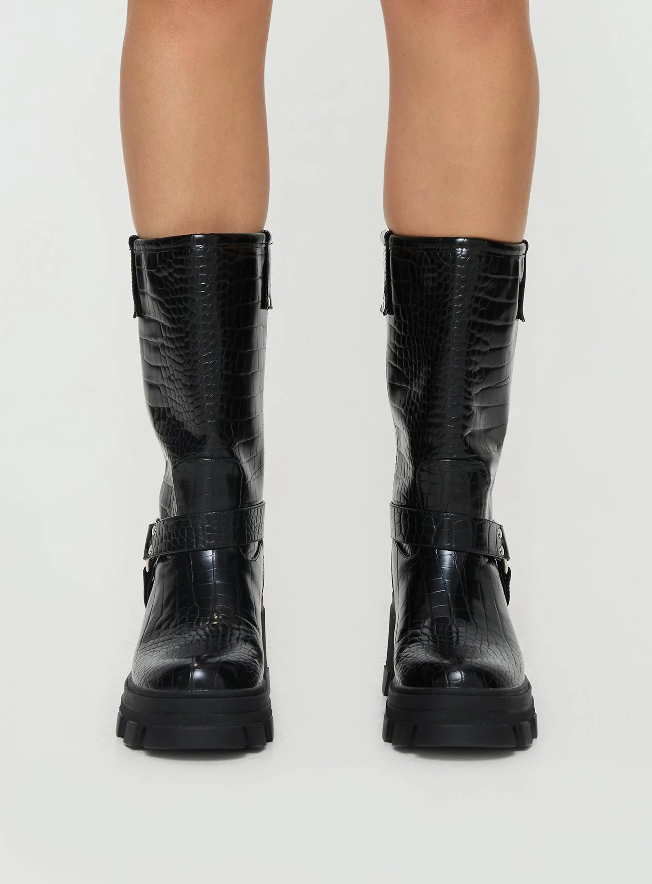 Boyfriend Boots Black Croc