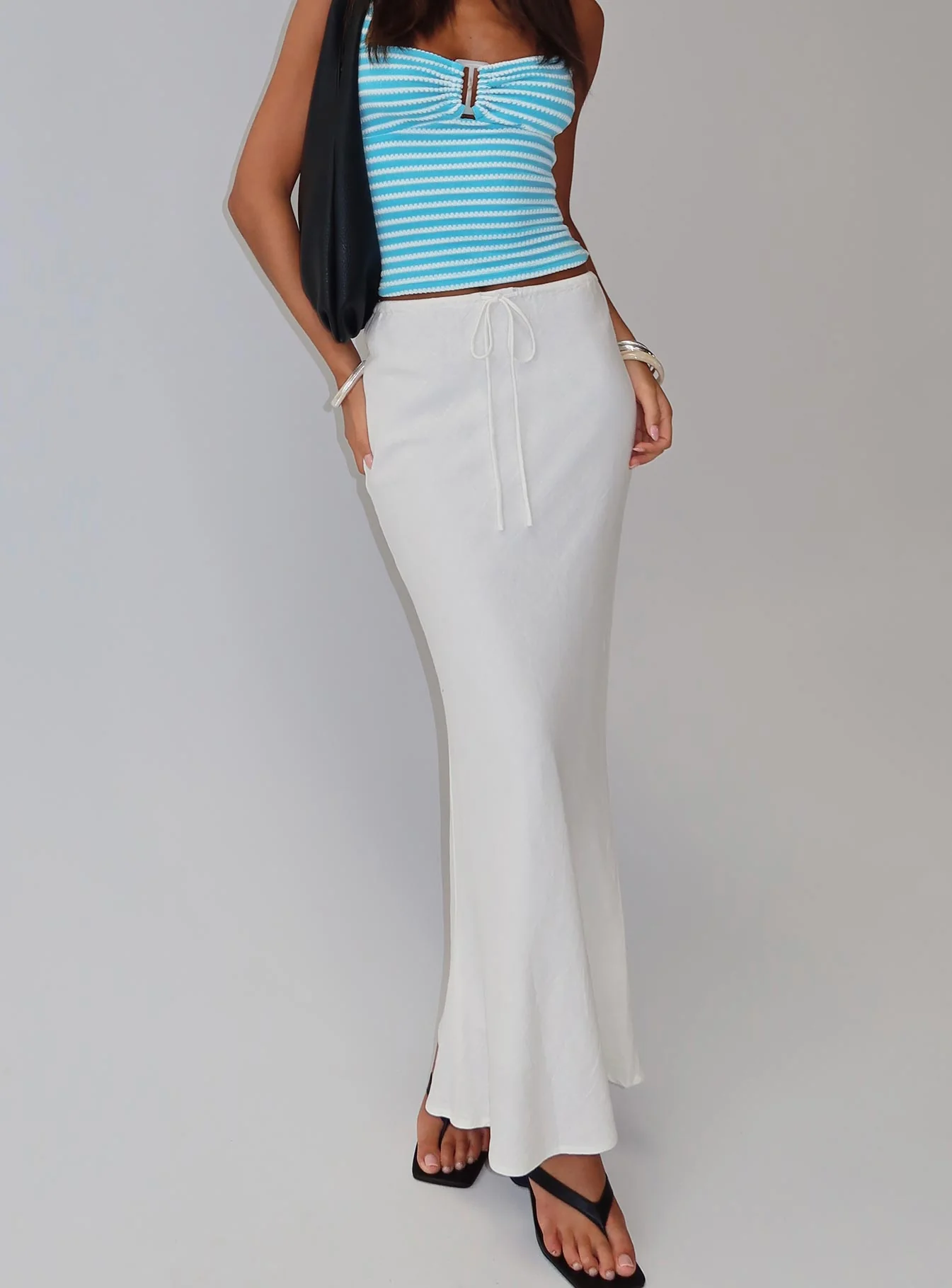 Mercer Linen Blend Maxi Skirt White