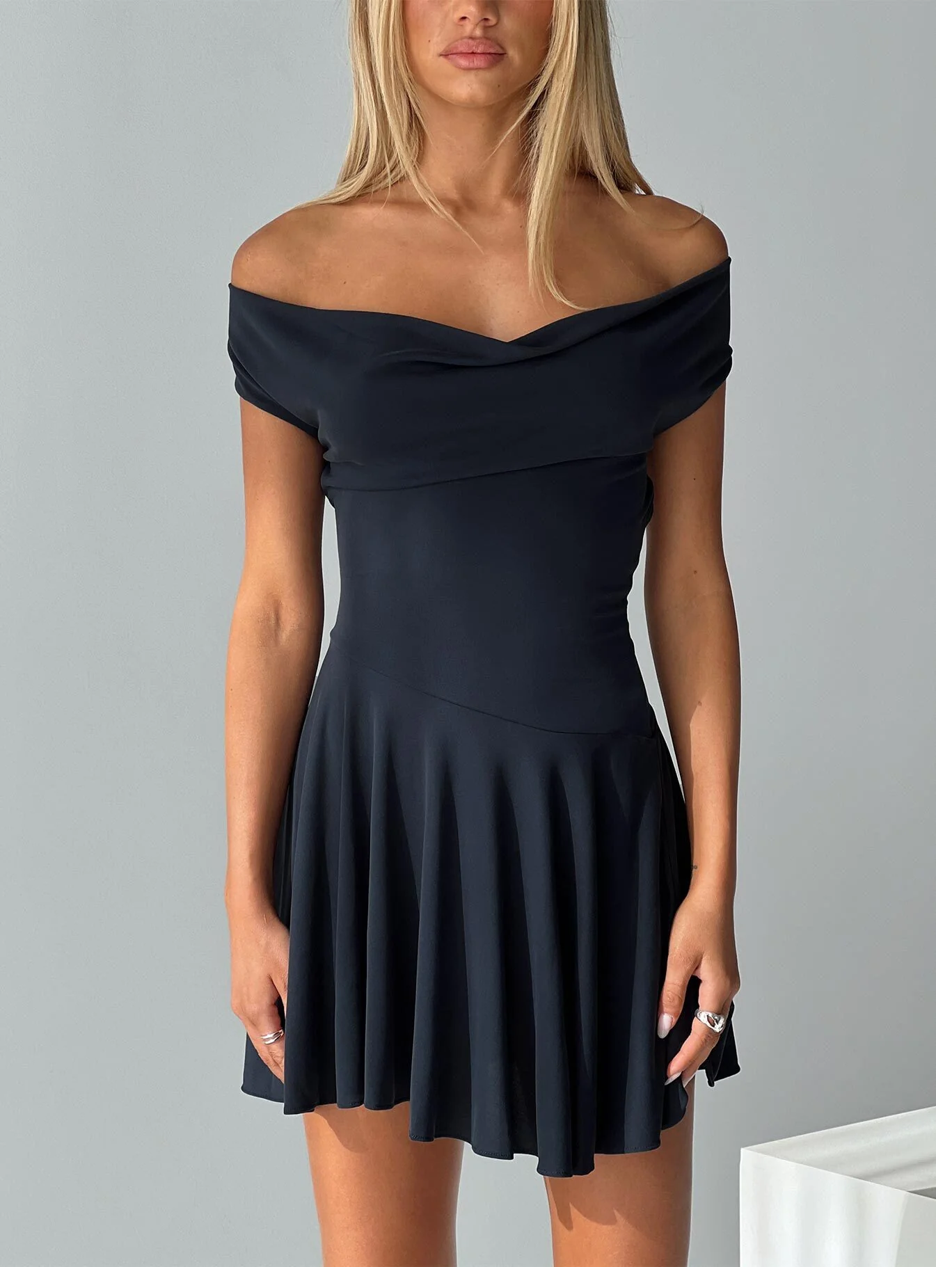 Body Heat Cowl Mini Dress Navy