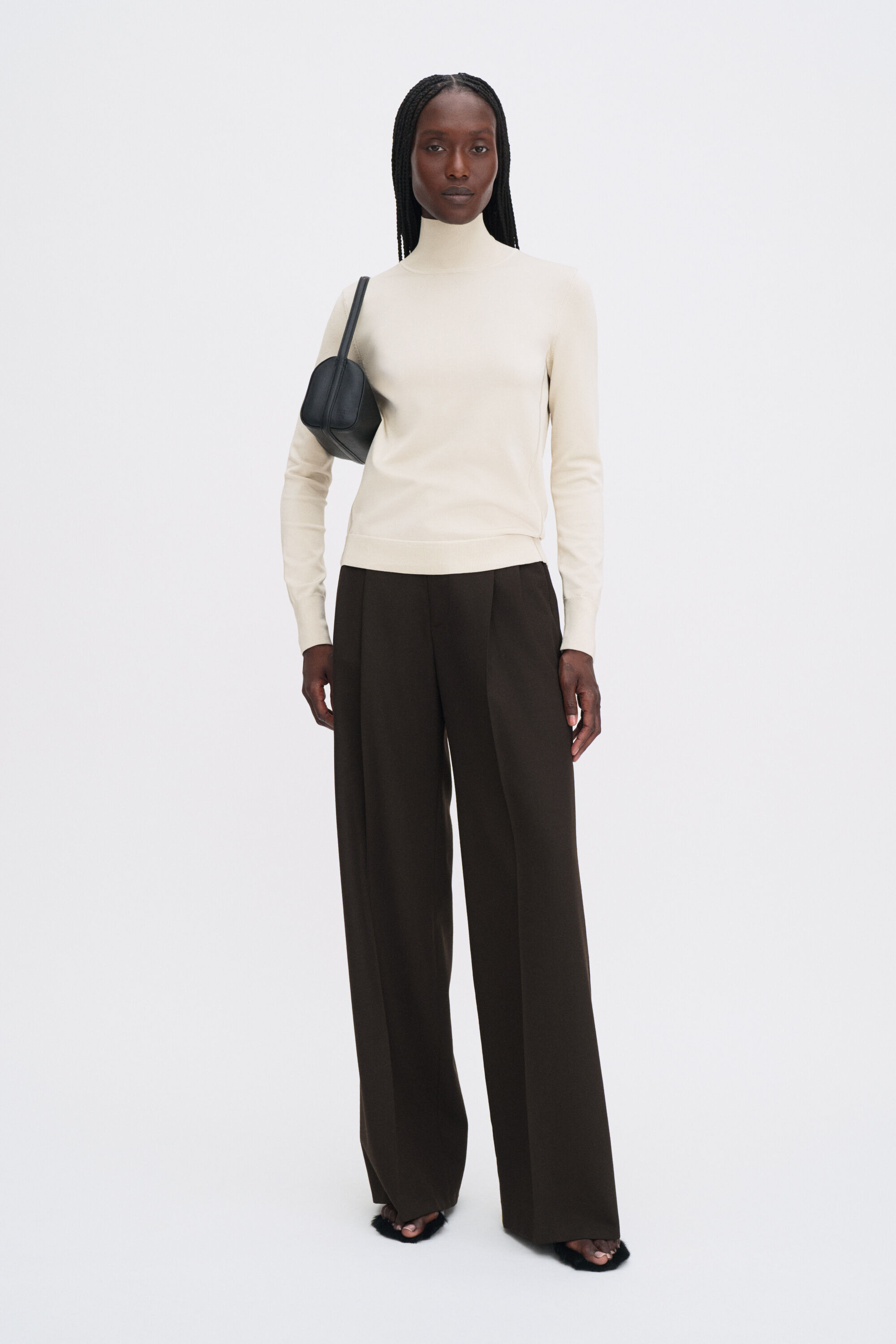 Glossy Knit Turtleneck Sweater