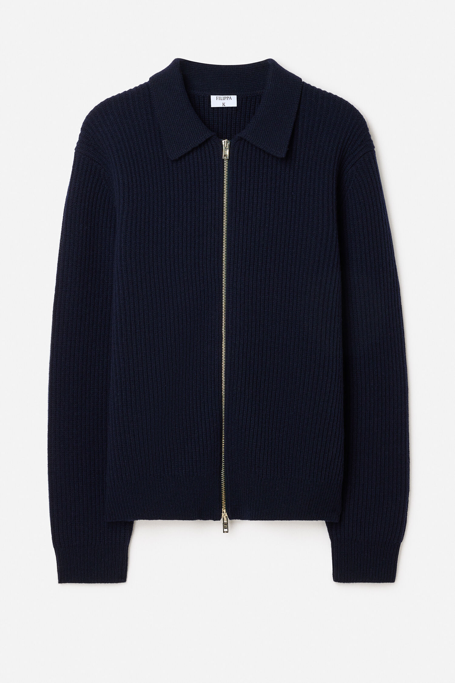 Ribbed Wool Zip Cardigan