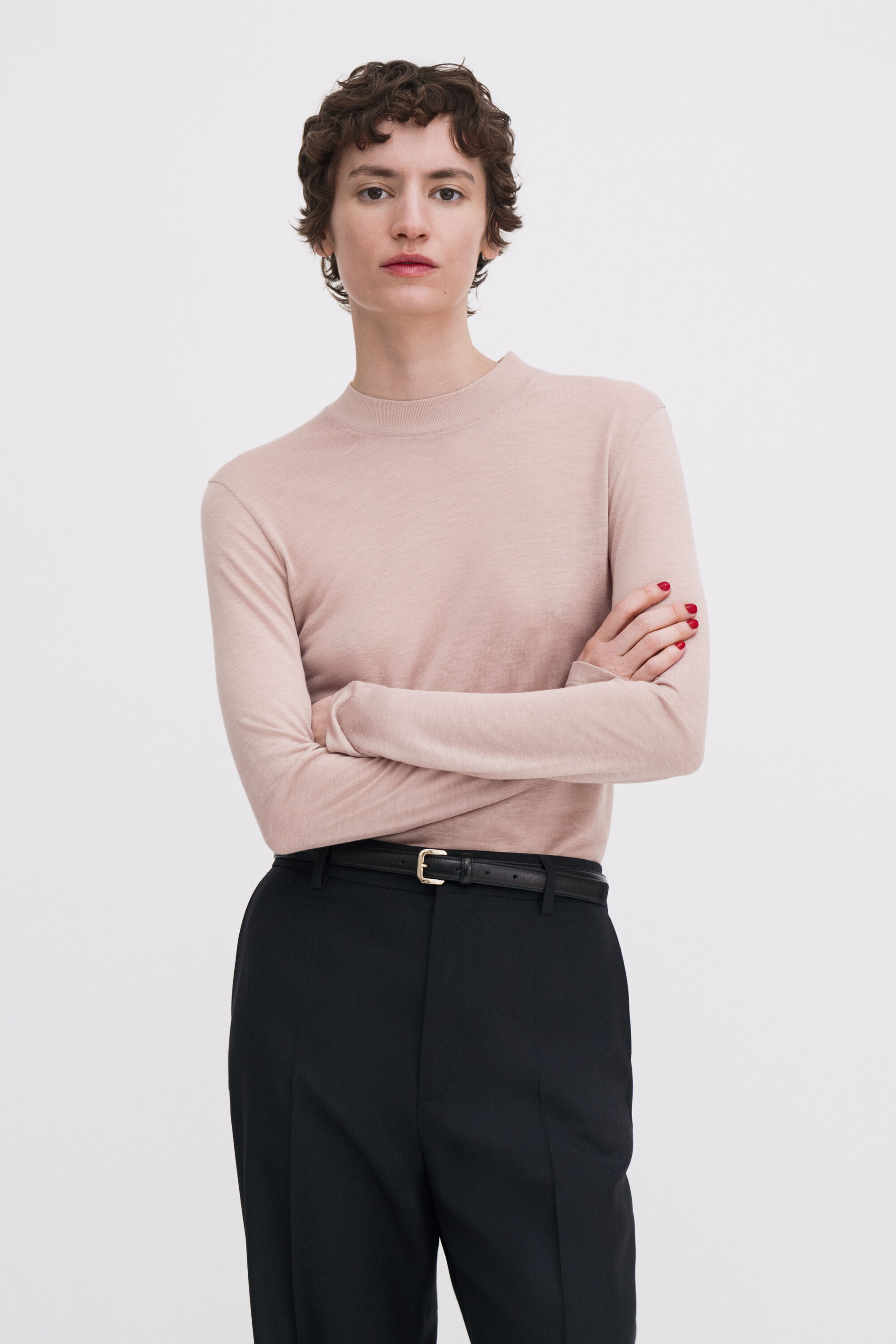 Lyocell Cashmere Mock Neck Top