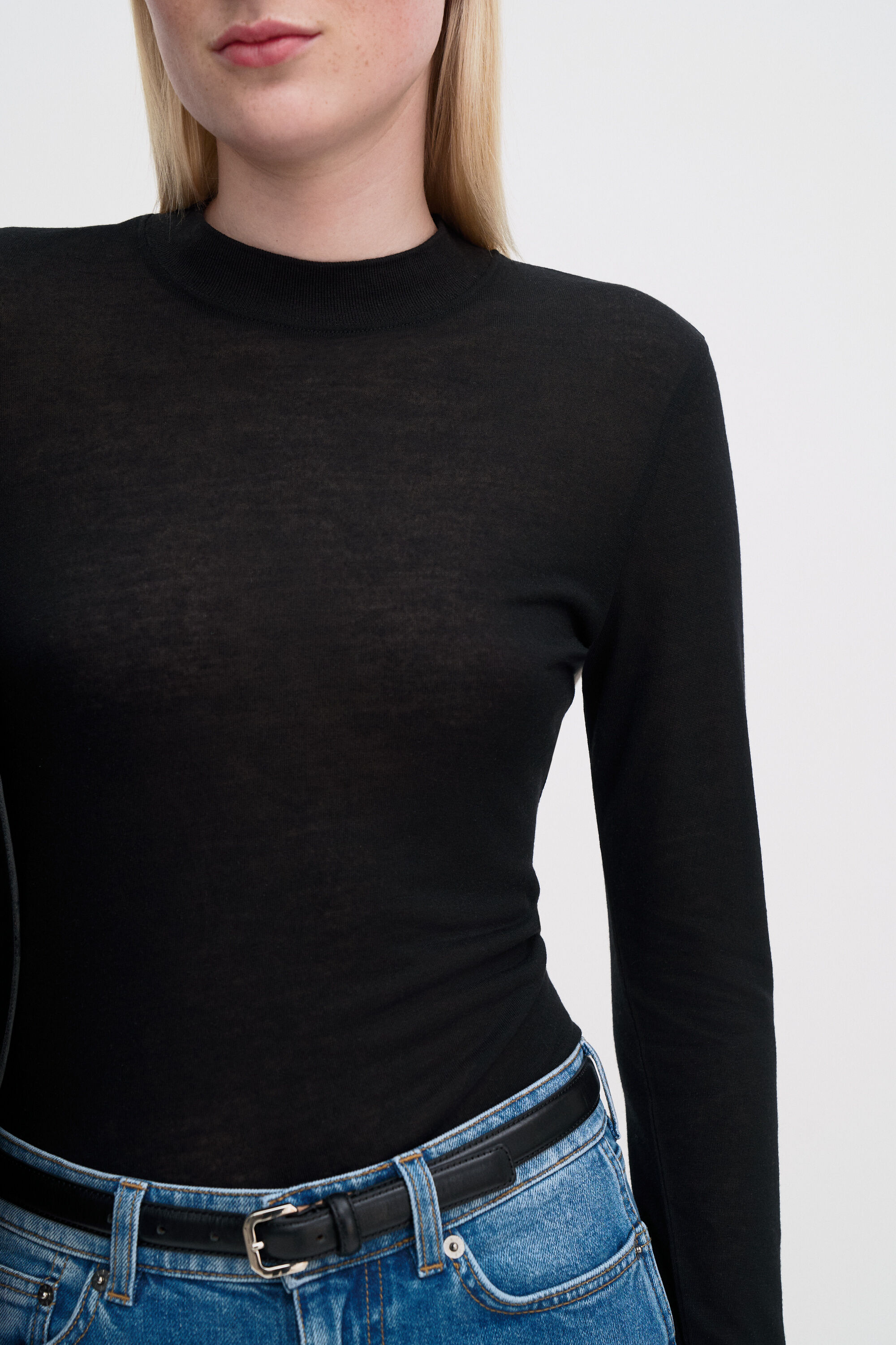 Lyocell Cashmere Mock Neck Top
