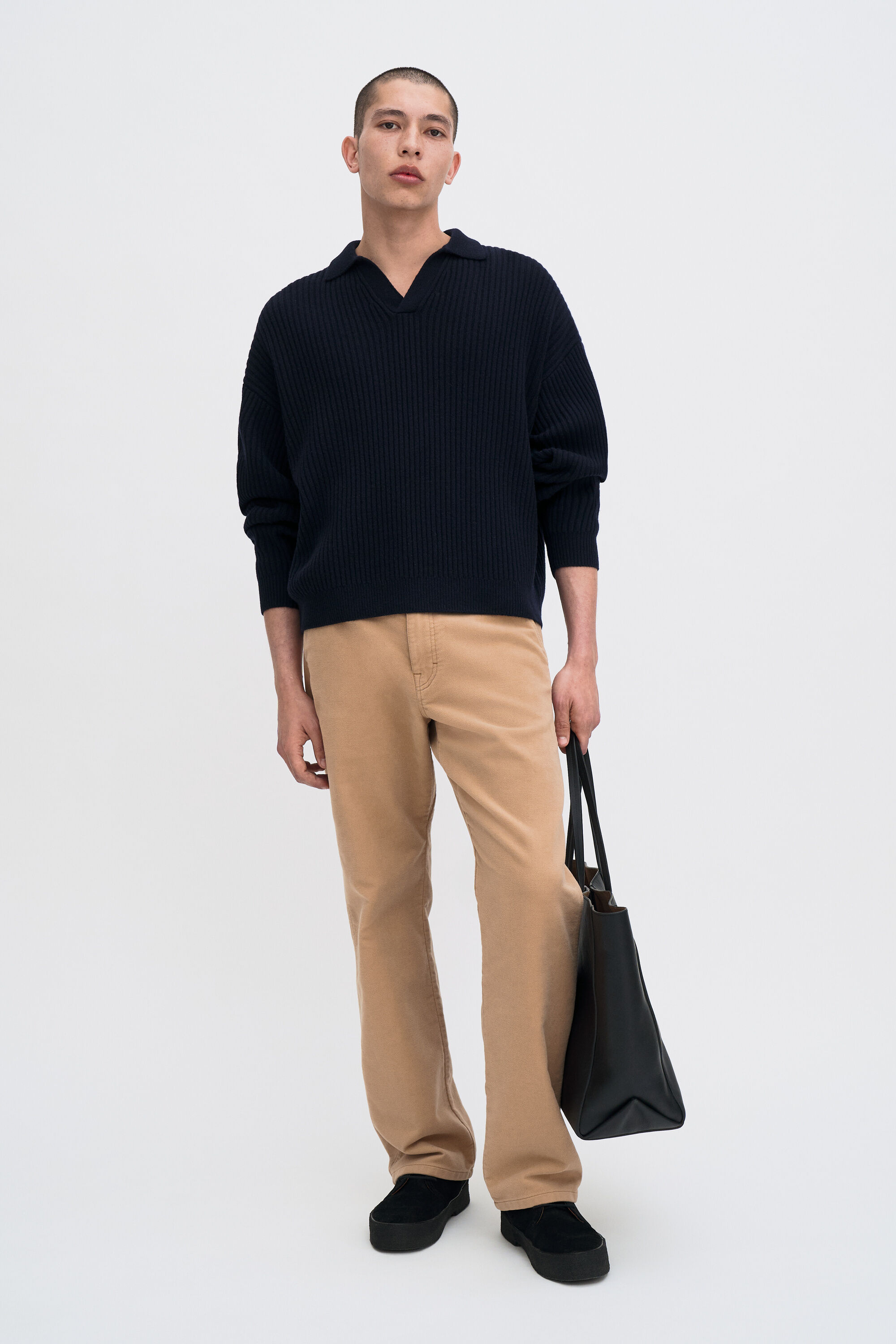 Ribbed Wool Polo Shirt