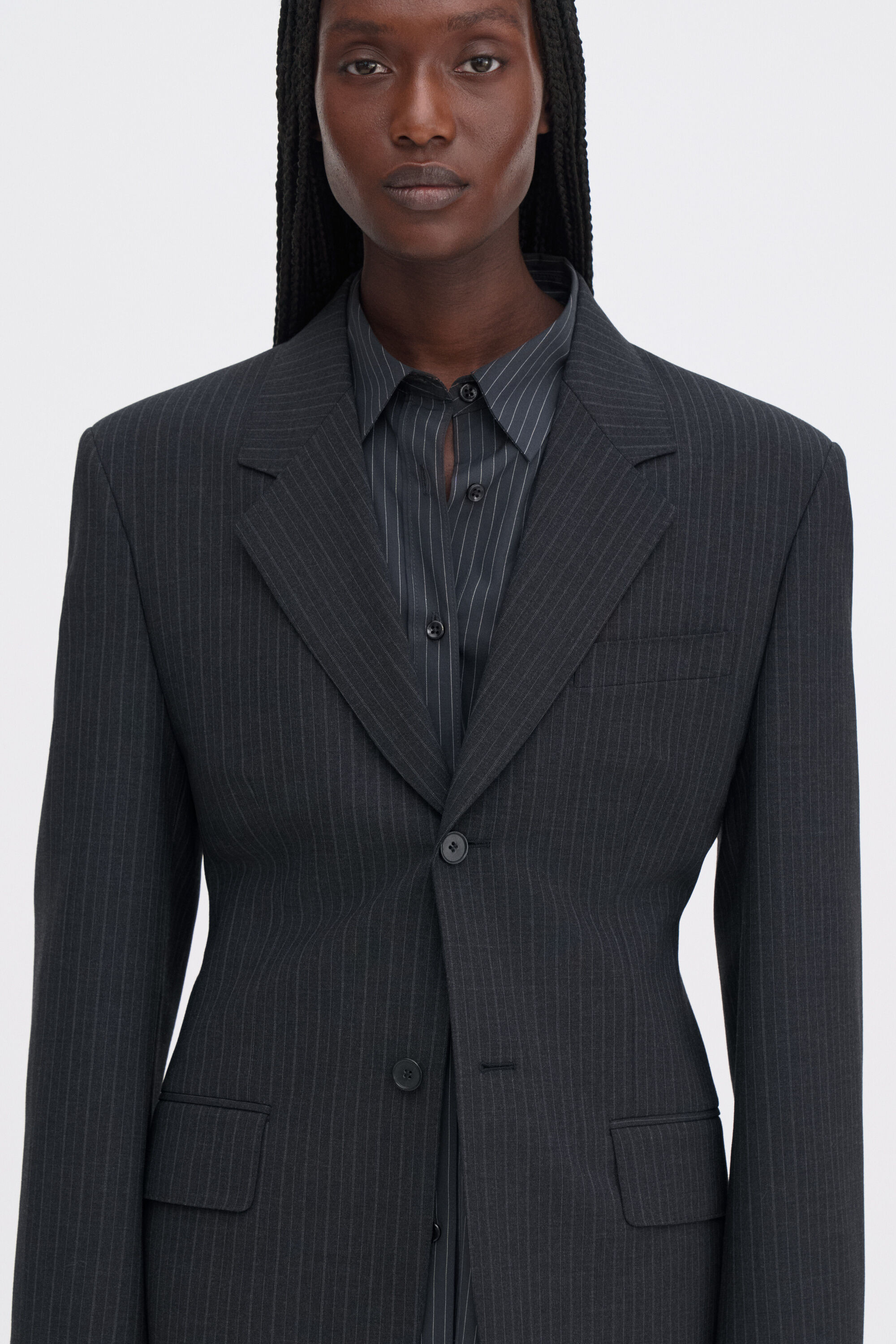 Hourglass Pinstripe Blazer