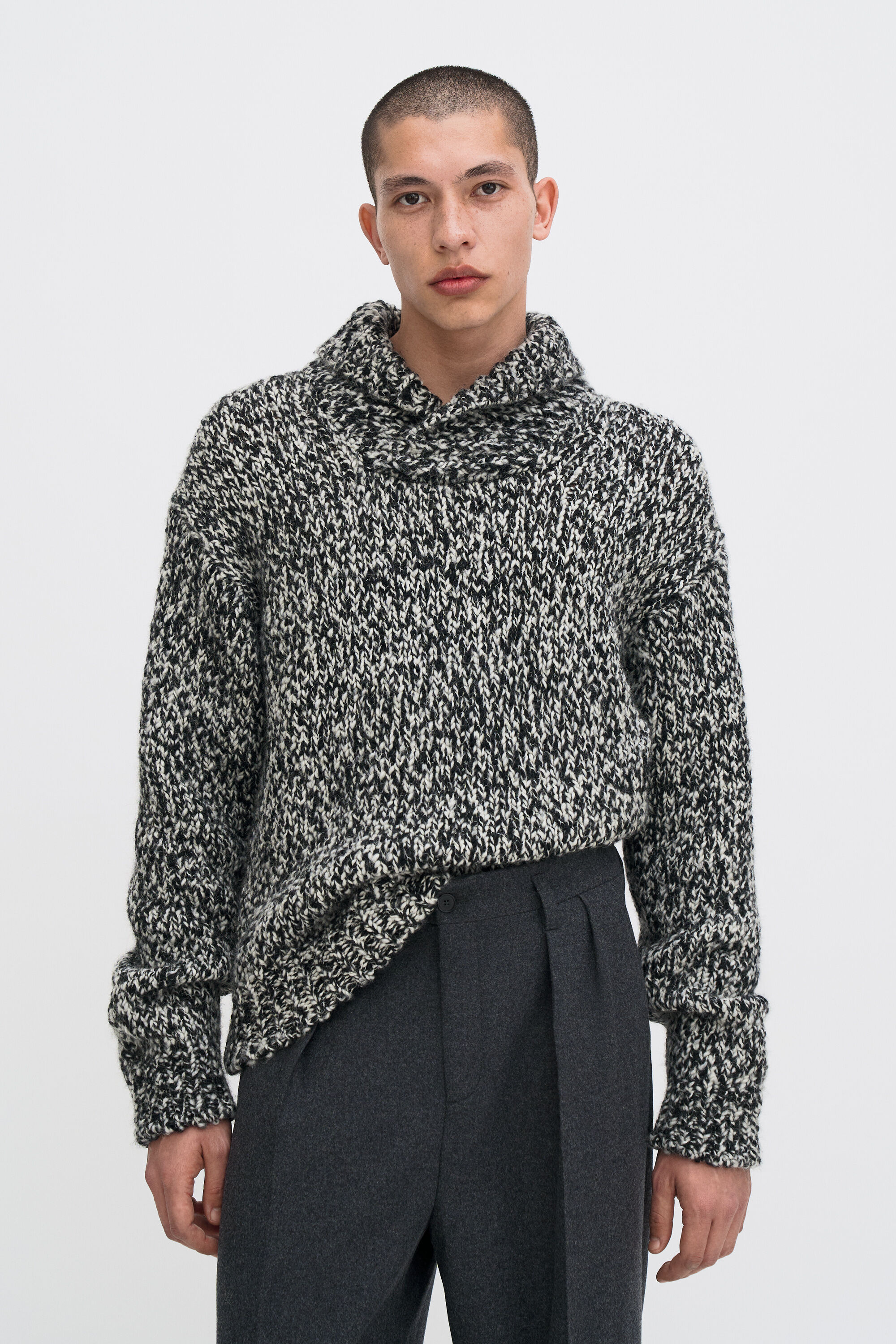 Shawl Collar Mouliné Sweater