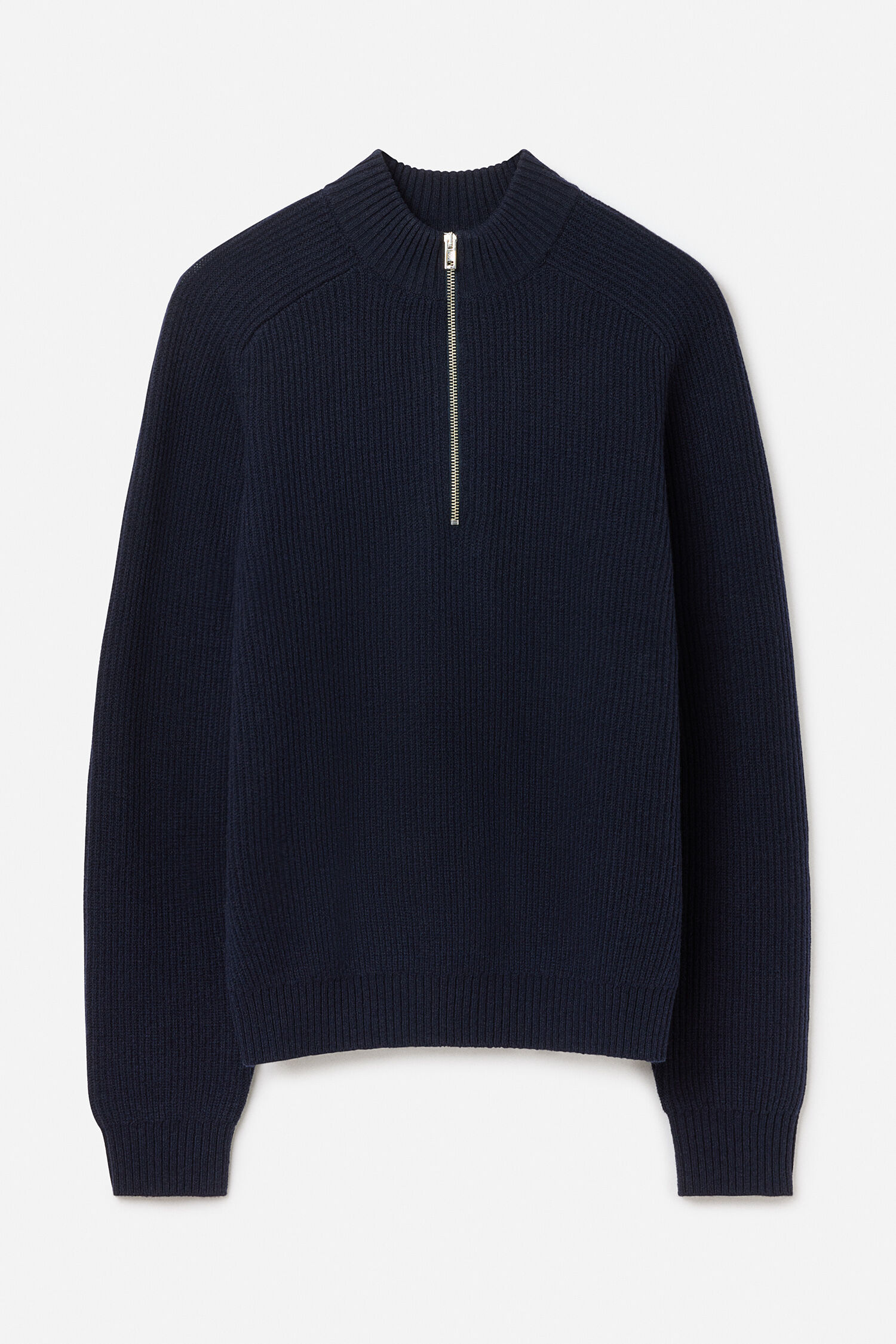 Ribbed Wool Half Zip Sweater