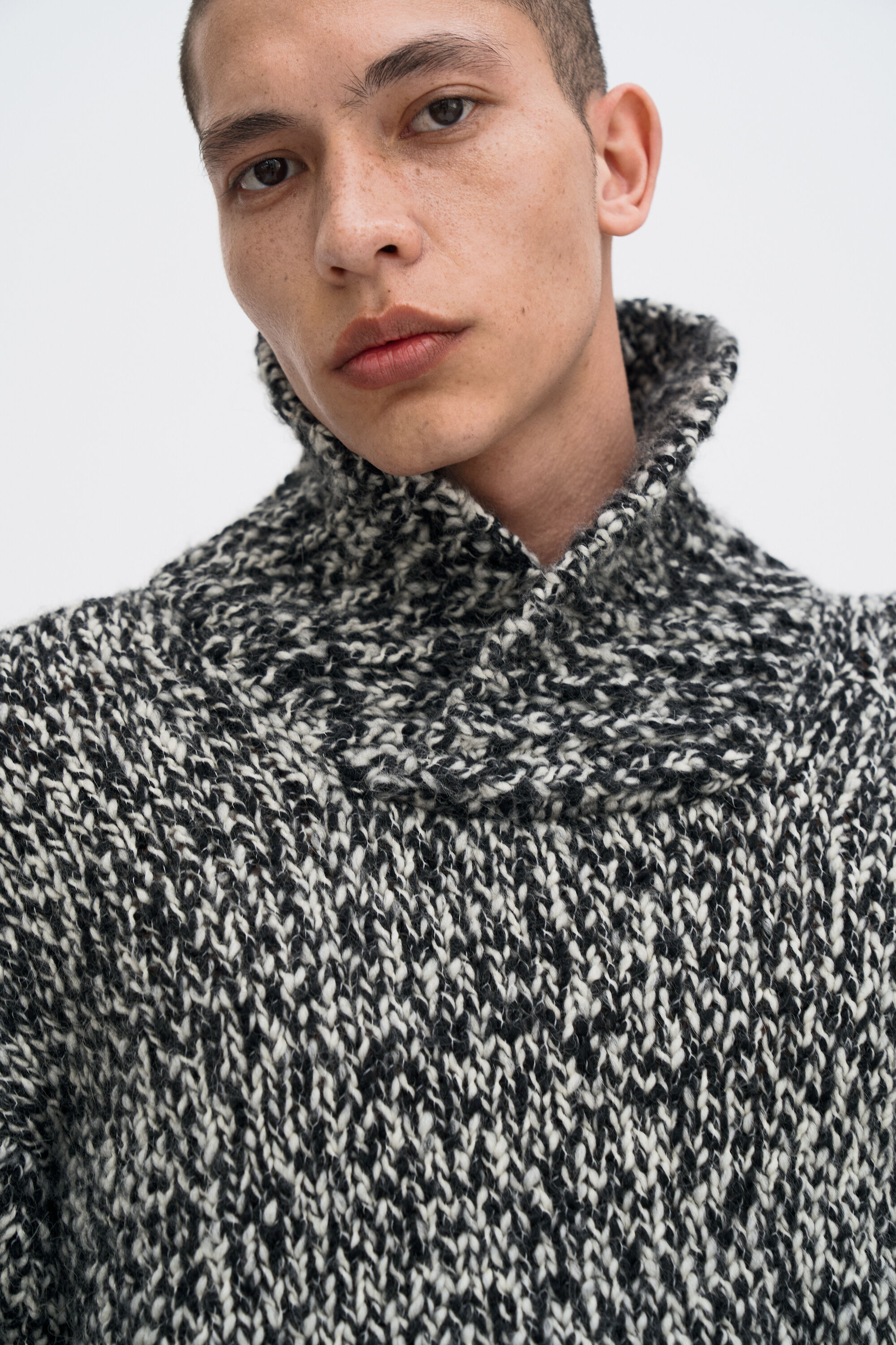 Shawl Collar Mouliné Sweater