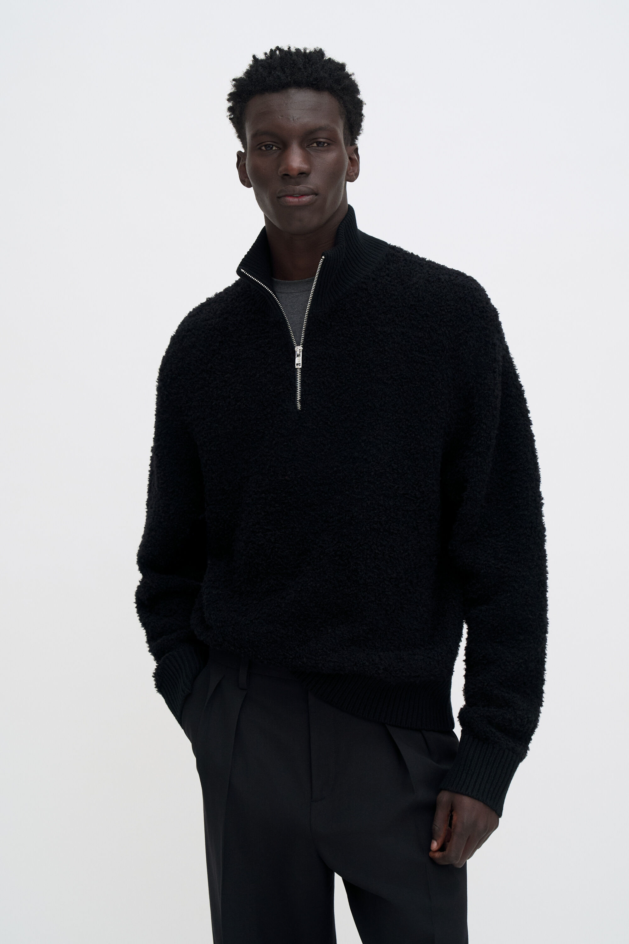 Fluffy Half Zip Sweater