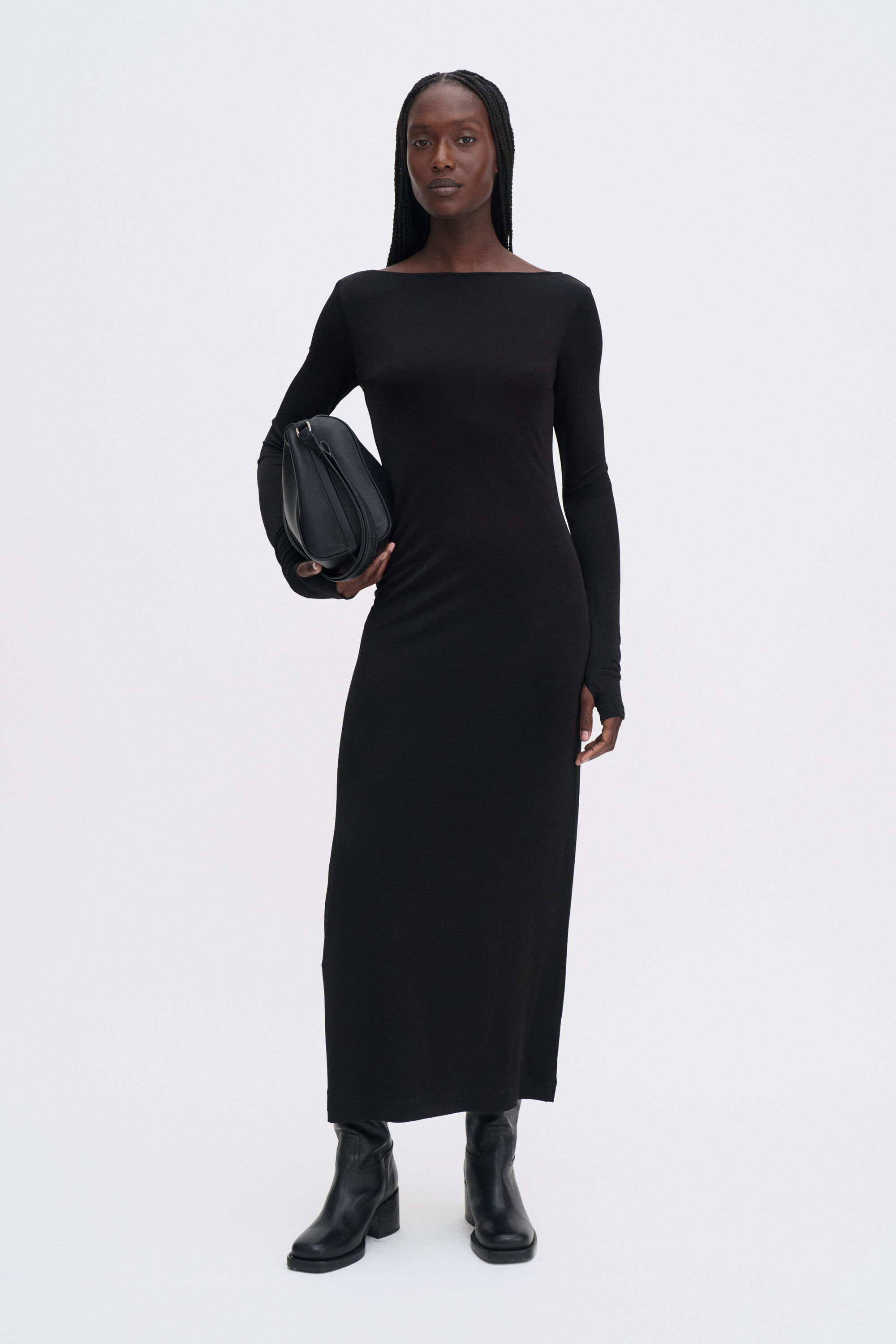 Scooped Back Jersey Dress