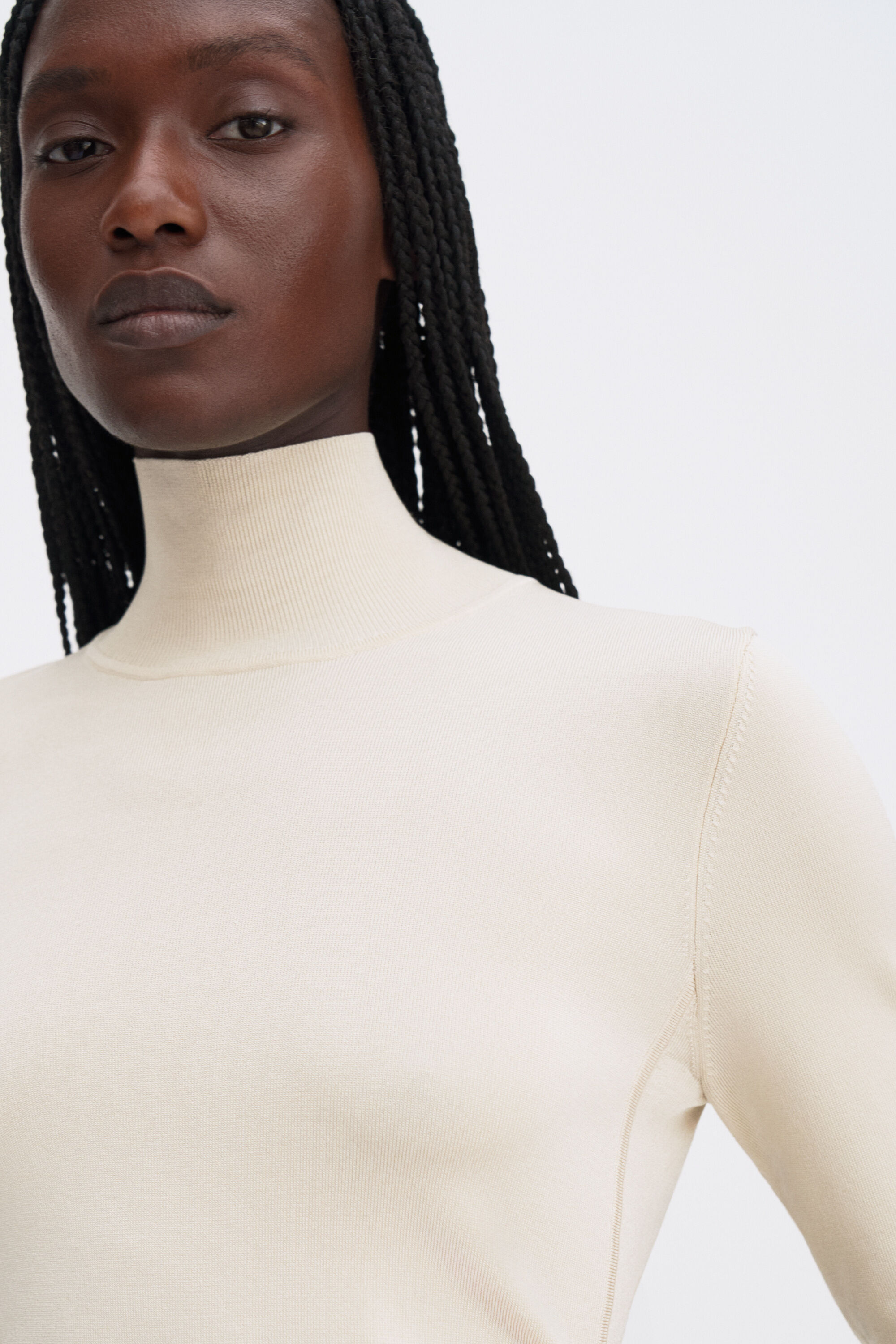 Glossy Knit Turtleneck Sweater