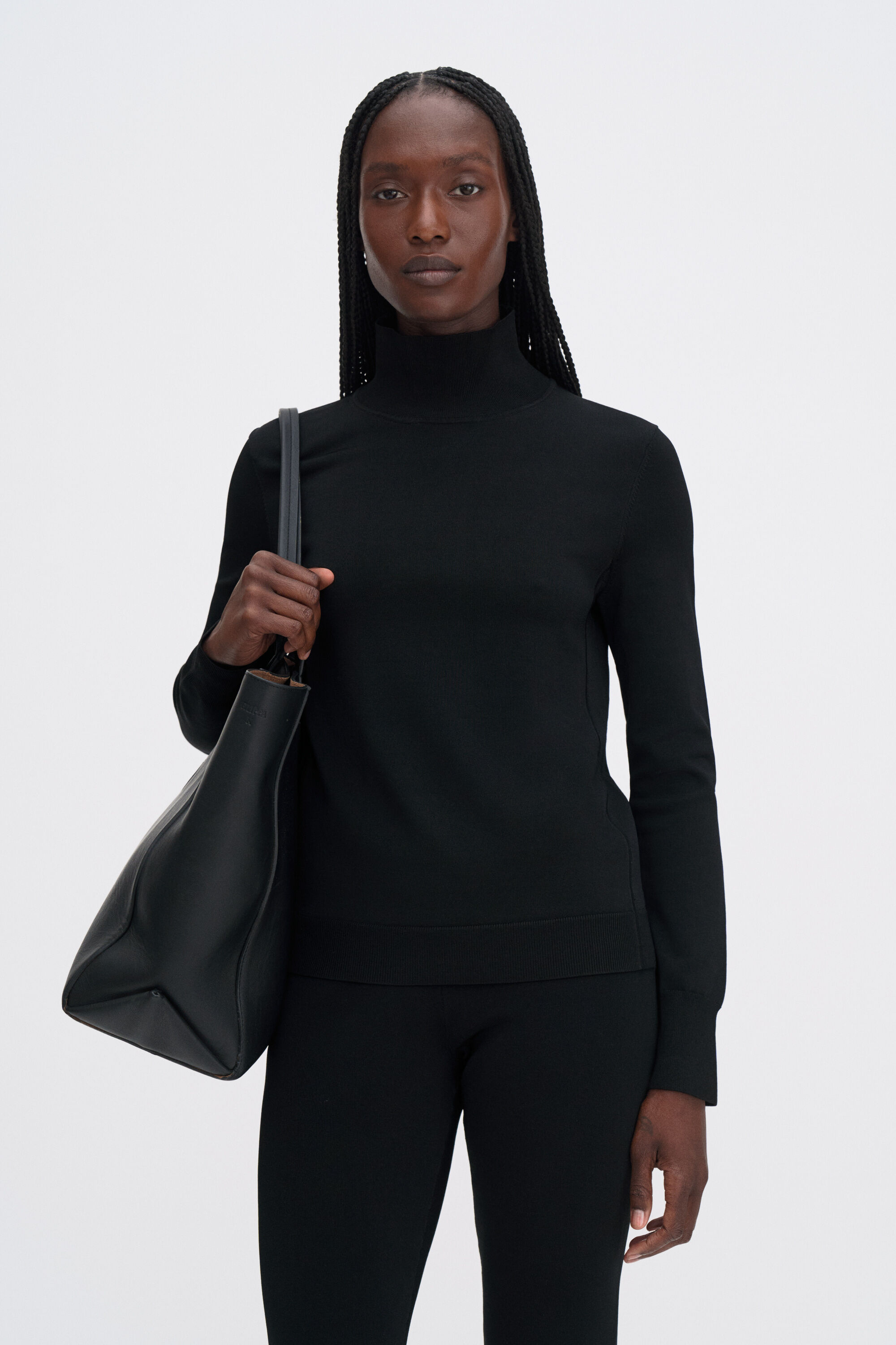 Glossy Knit Turtleneck Sweater