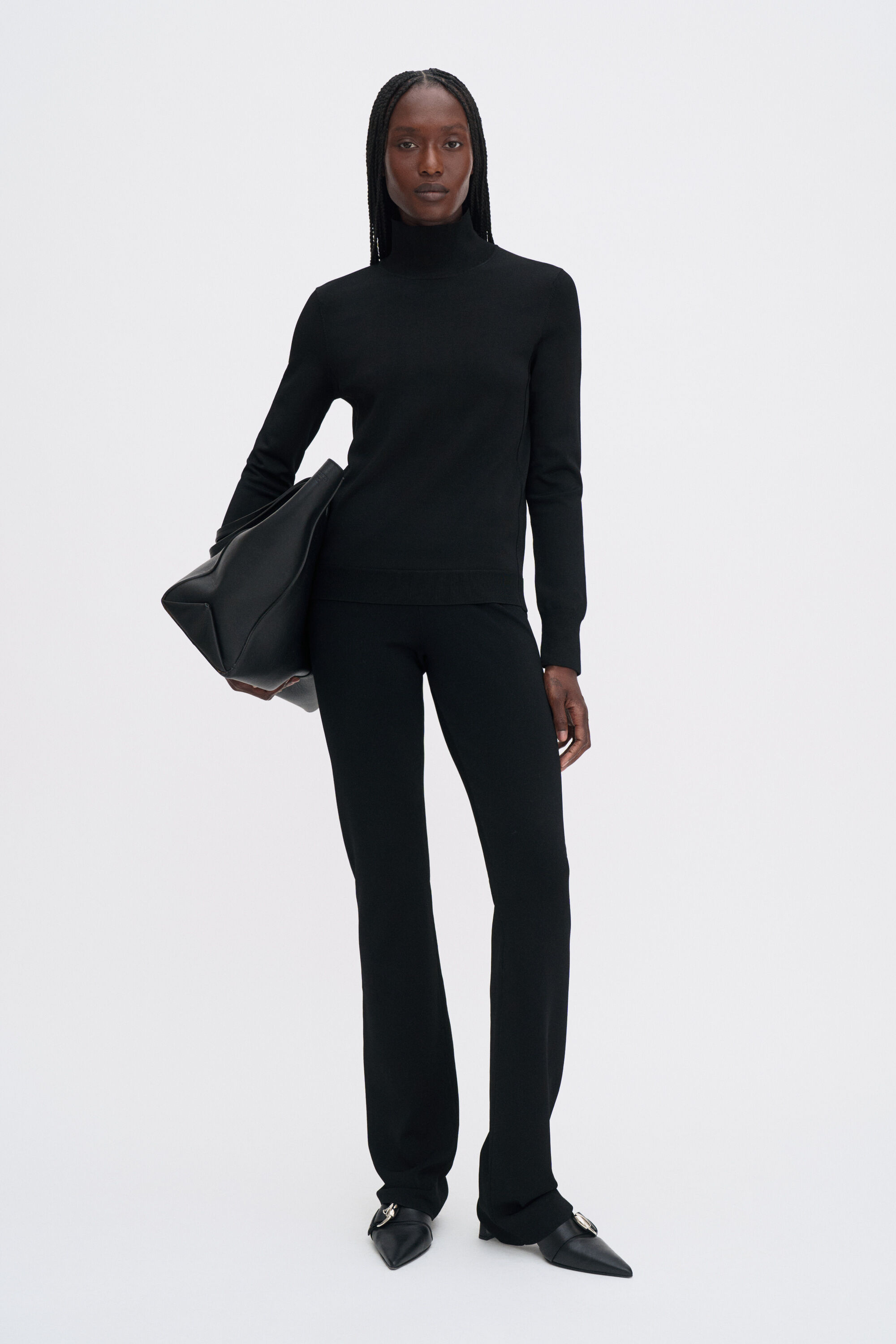 Glossy Knit Turtleneck Sweater