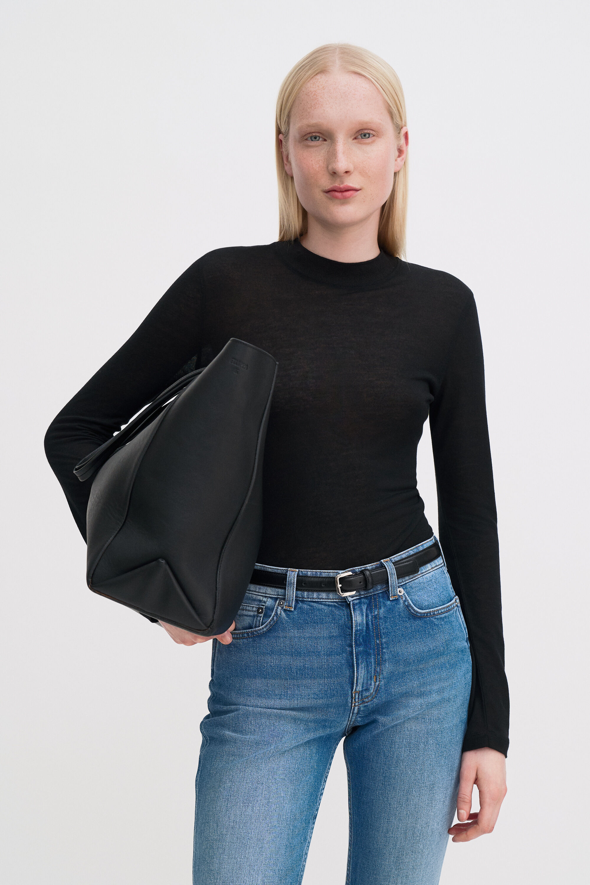 Lyocell Cashmere Mock Neck Top