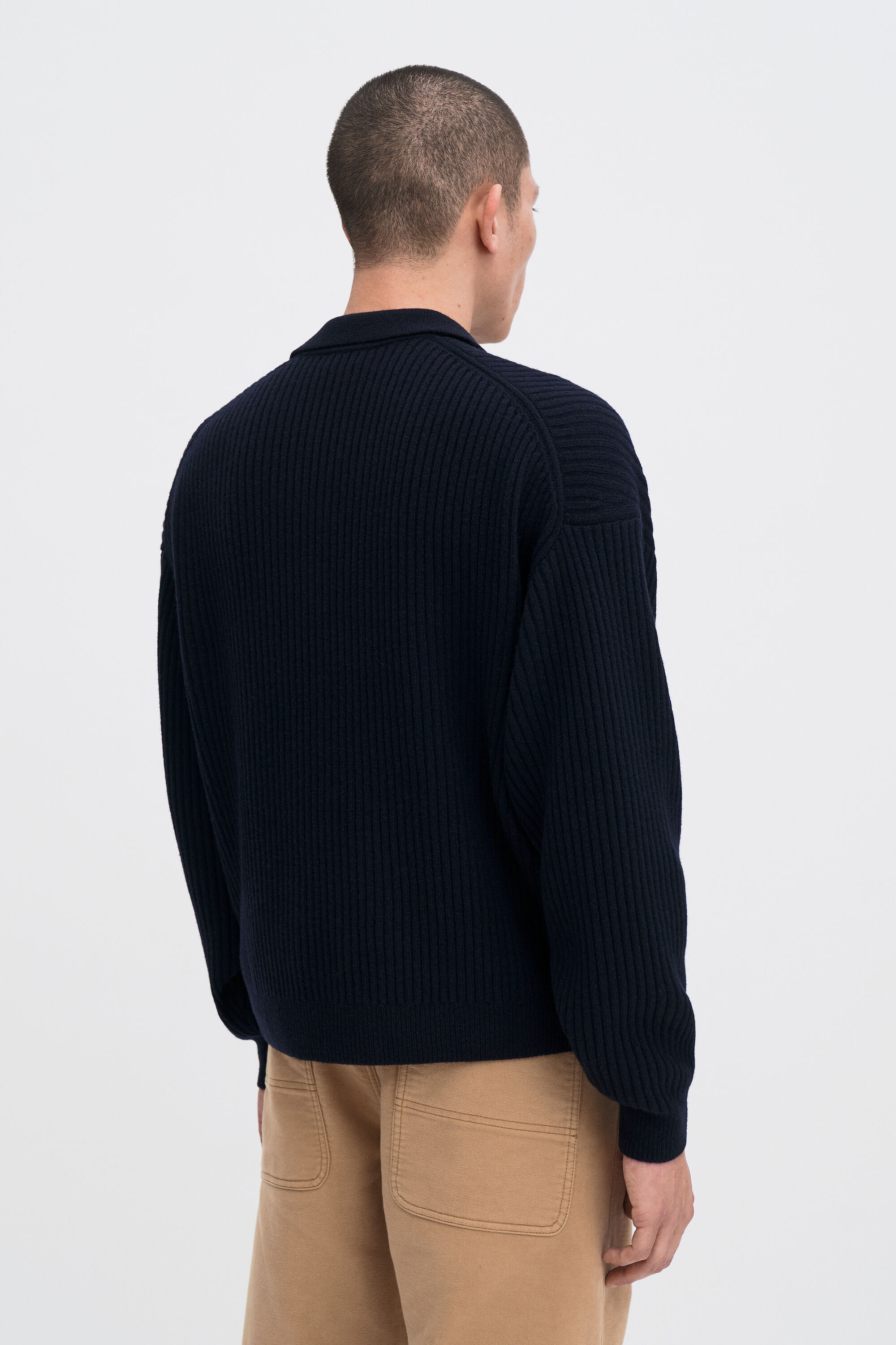 Ribbed Wool Polo Shirt
