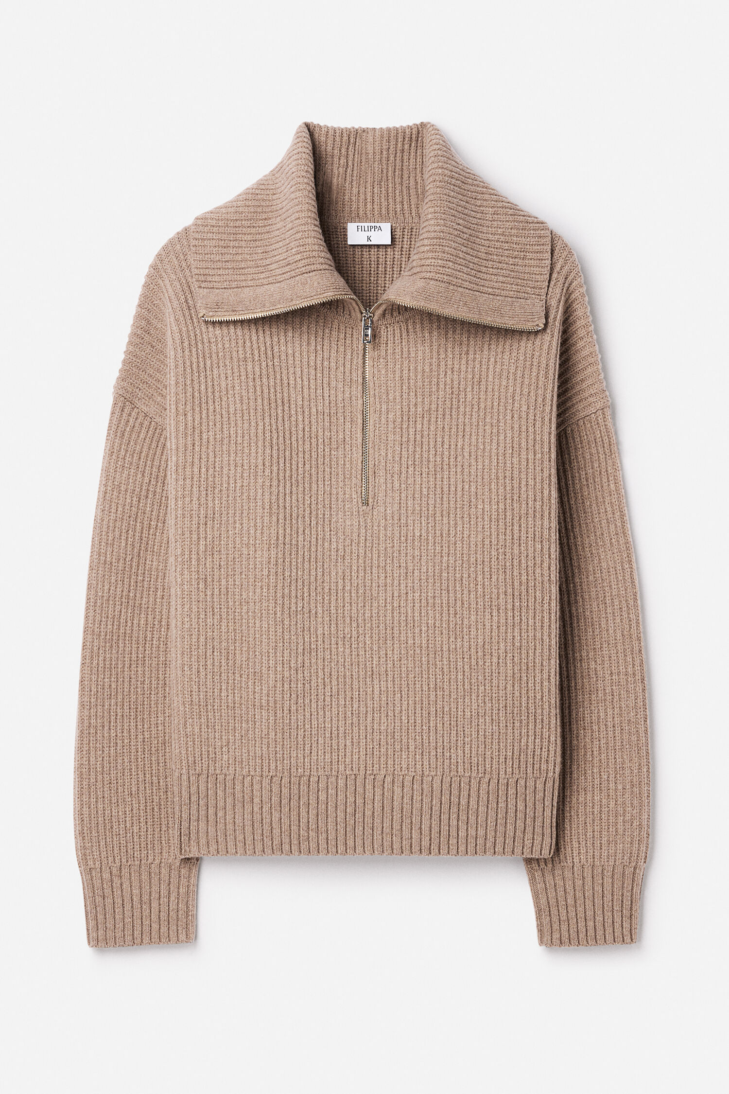Ribbed Wool Half Zip Sweater