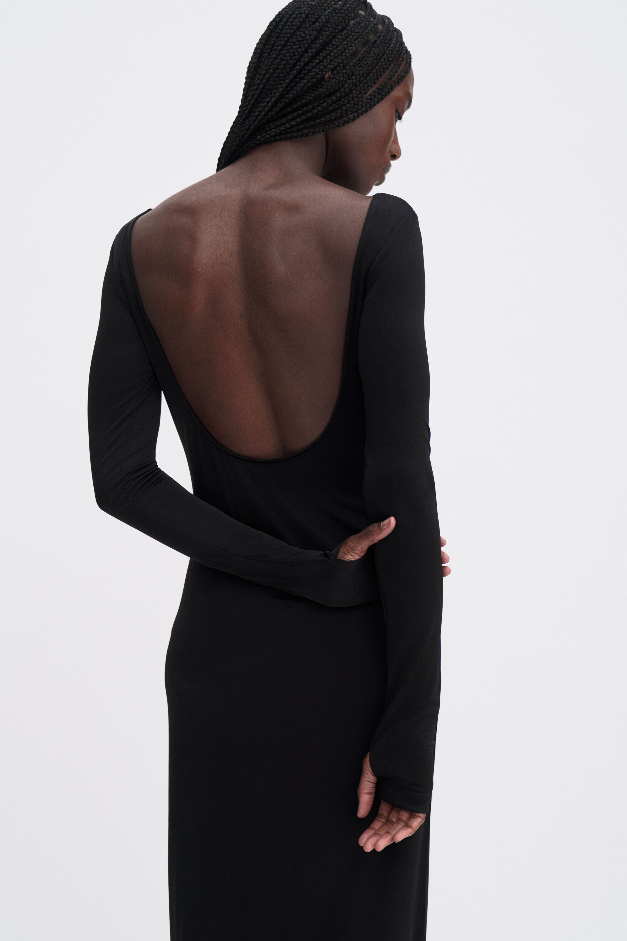 Scooped Back Jersey Dress