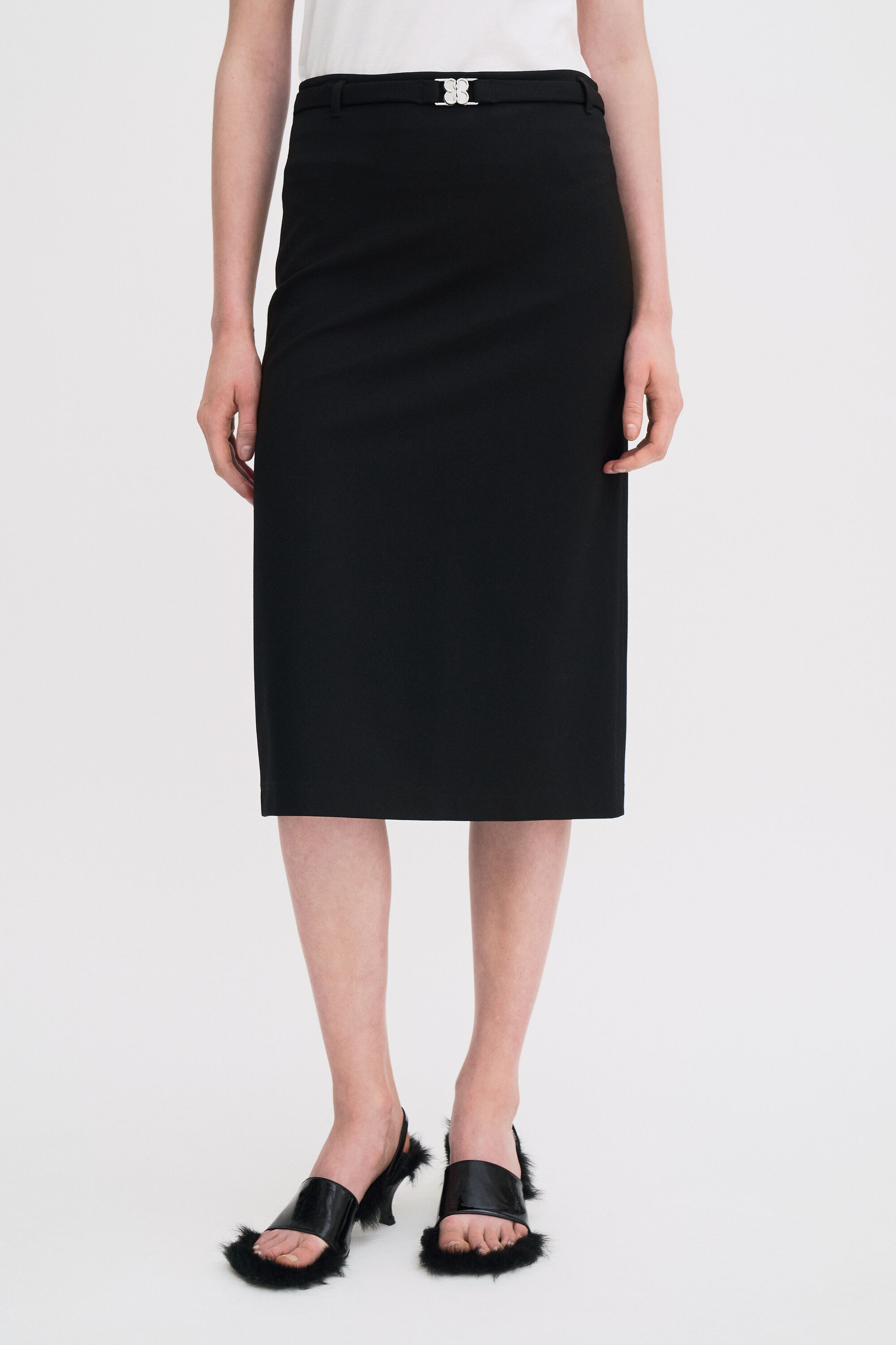 Belted Jersey Skirt