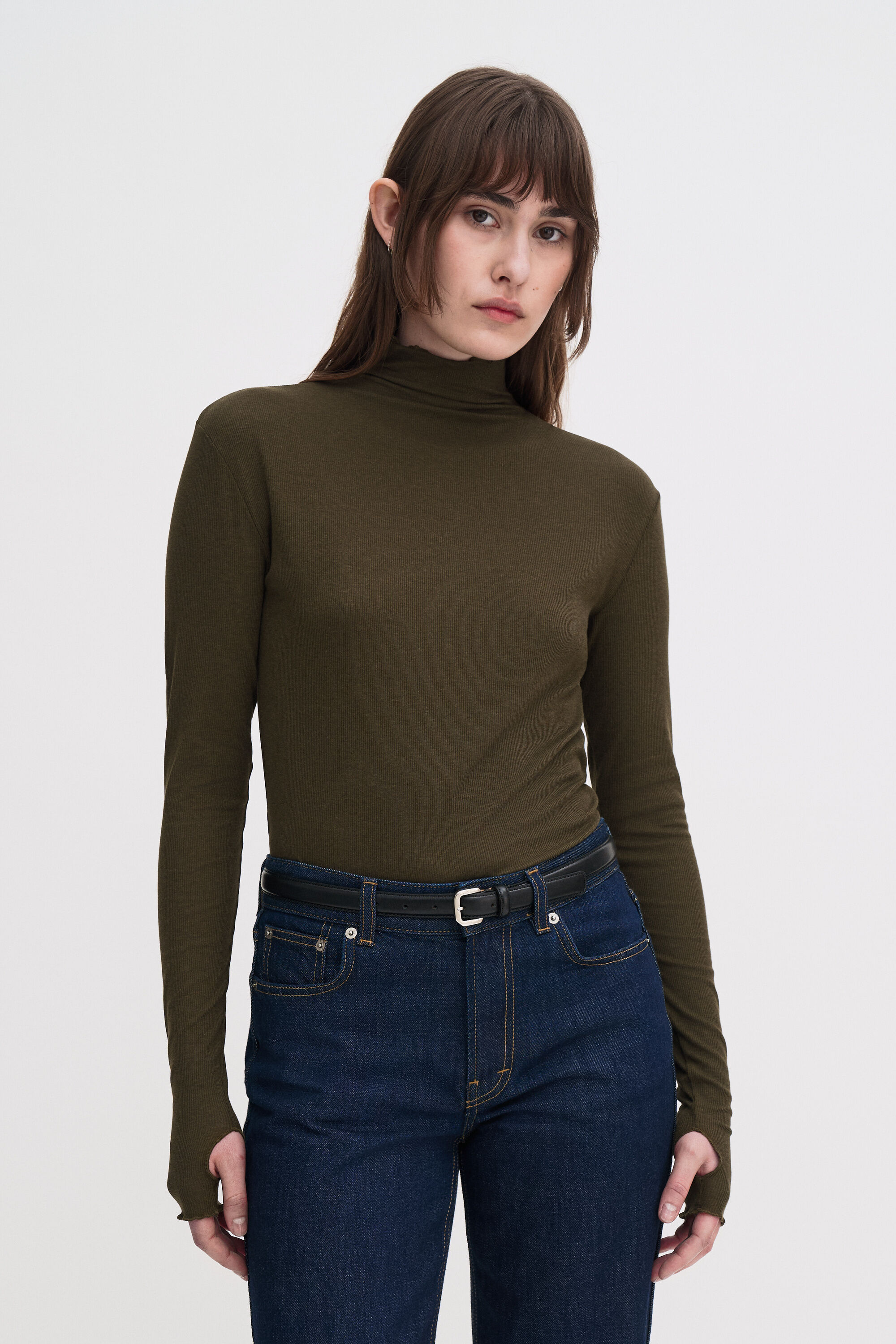 Rib Mock Neck Top