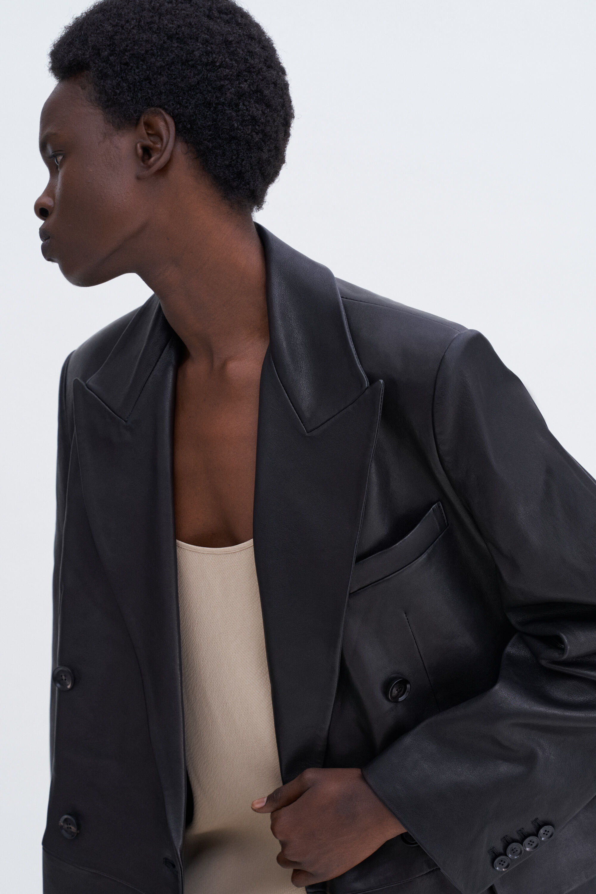 Double Breasted Leather Jacket