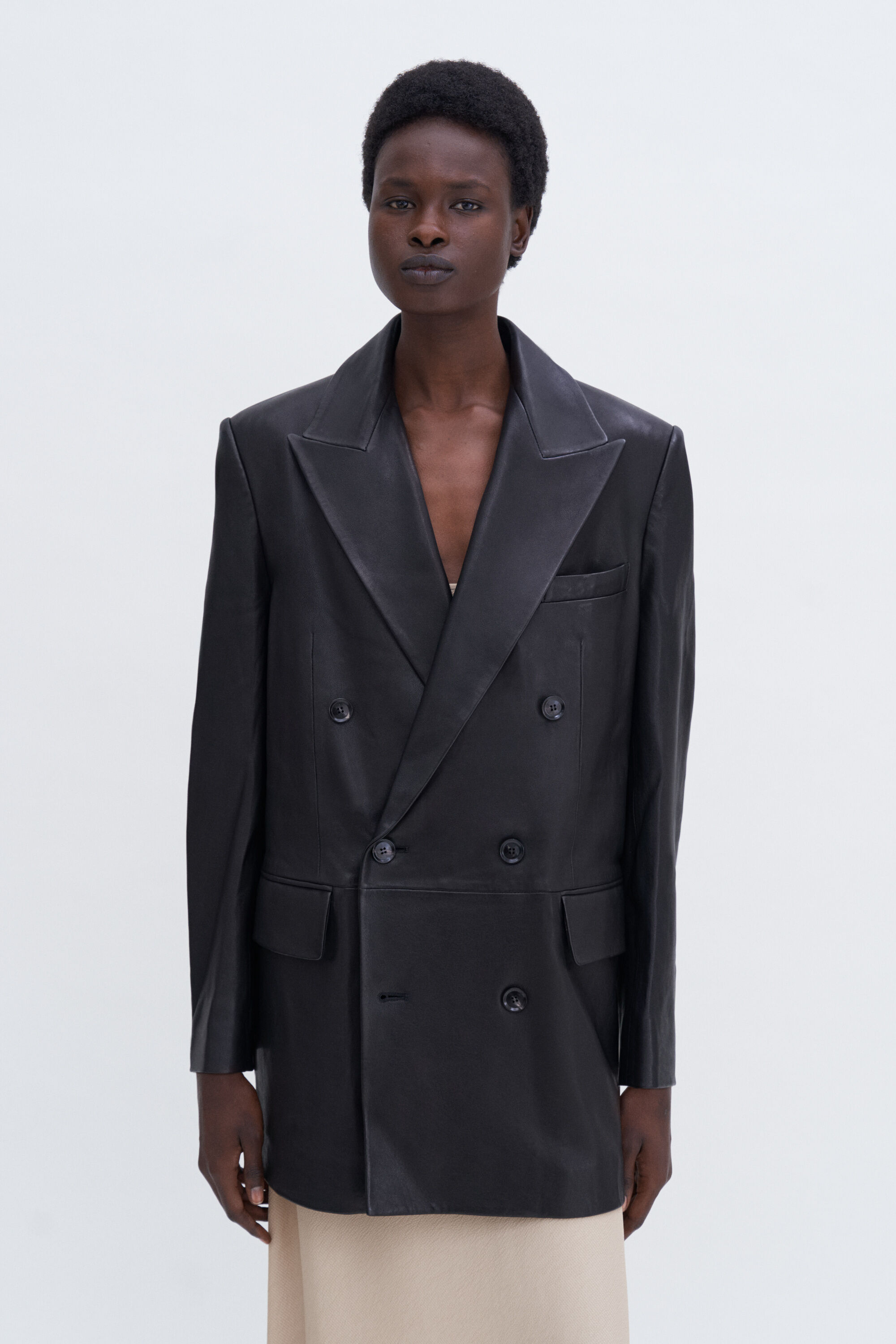 Double Breasted Leather Jacket