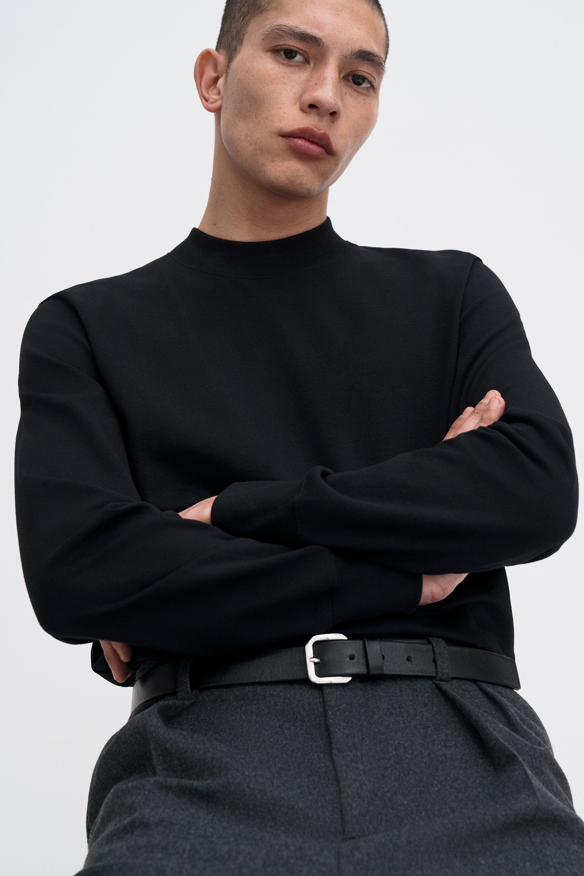 Heavy Cotton Mock Neck Shirt