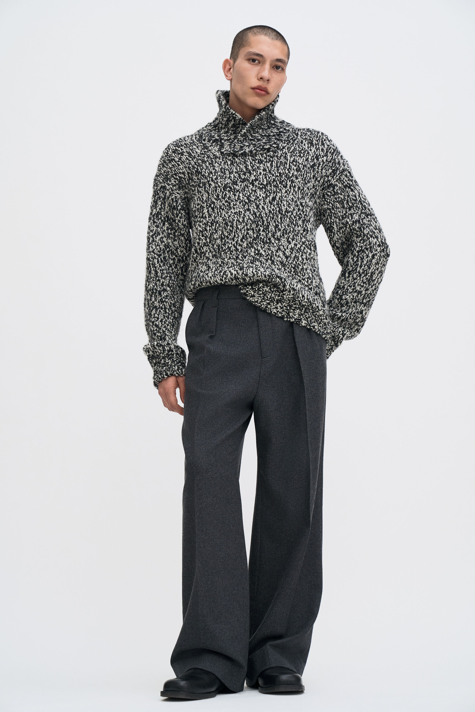 Shawl Collar Mouliné Sweater