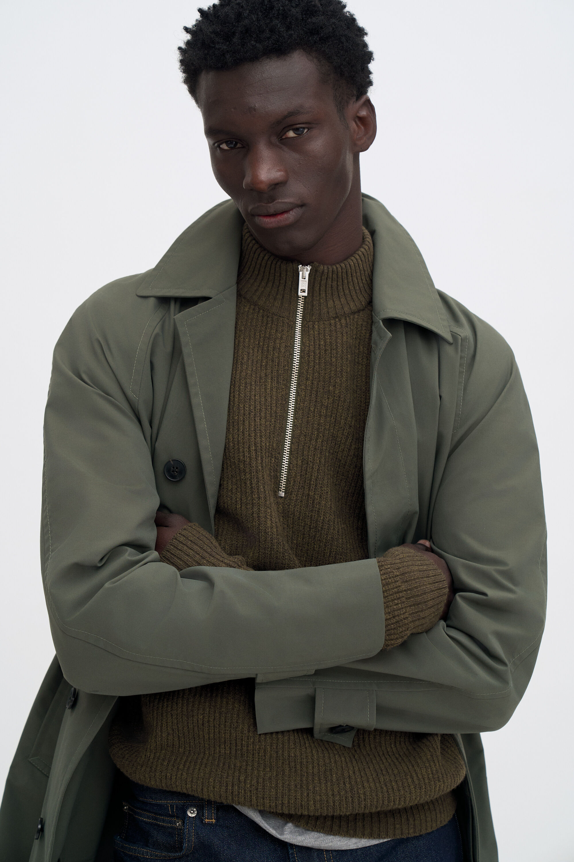 Ribbed Wool Half Zip Sweater