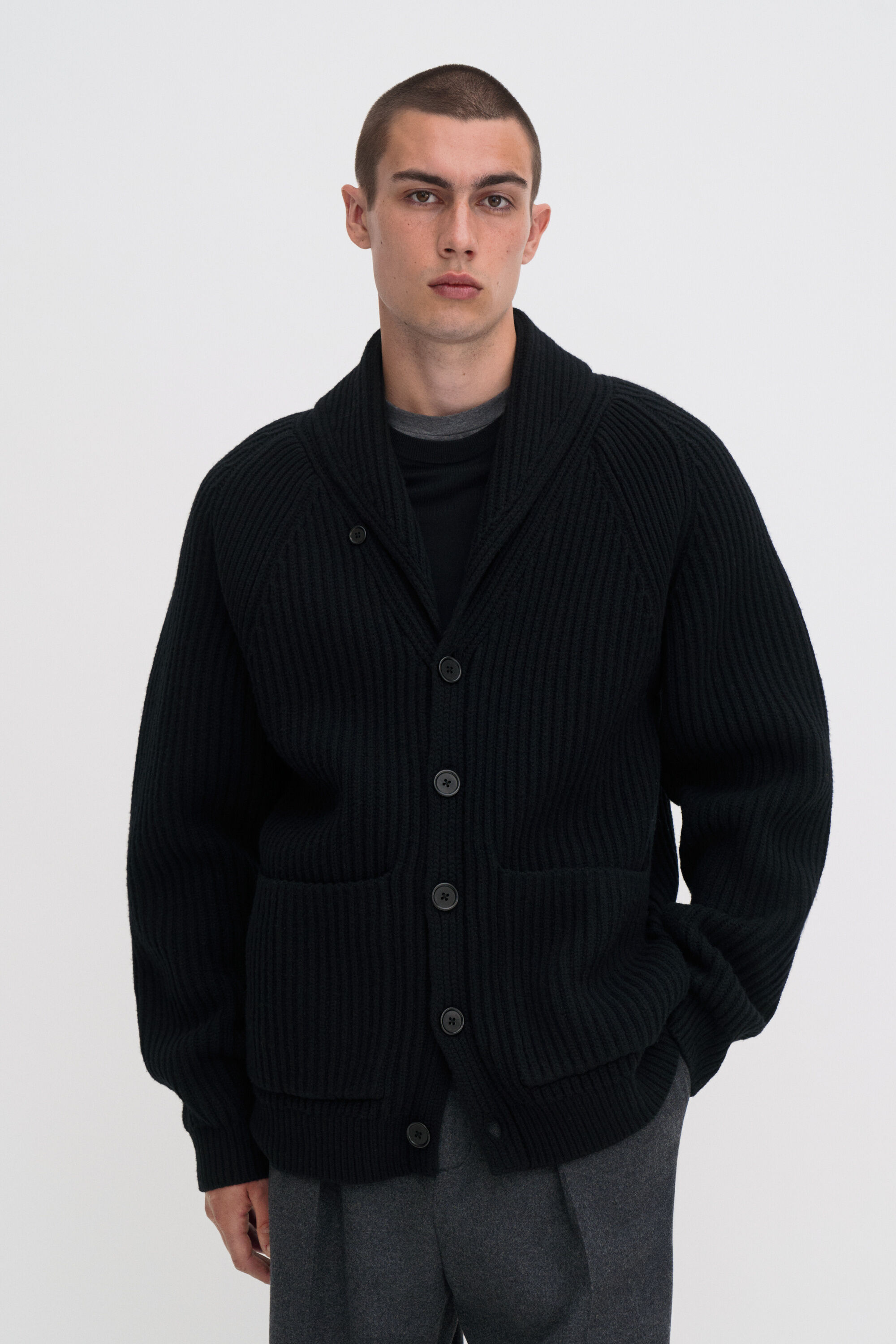 Shawl Collar Wool Cardigan