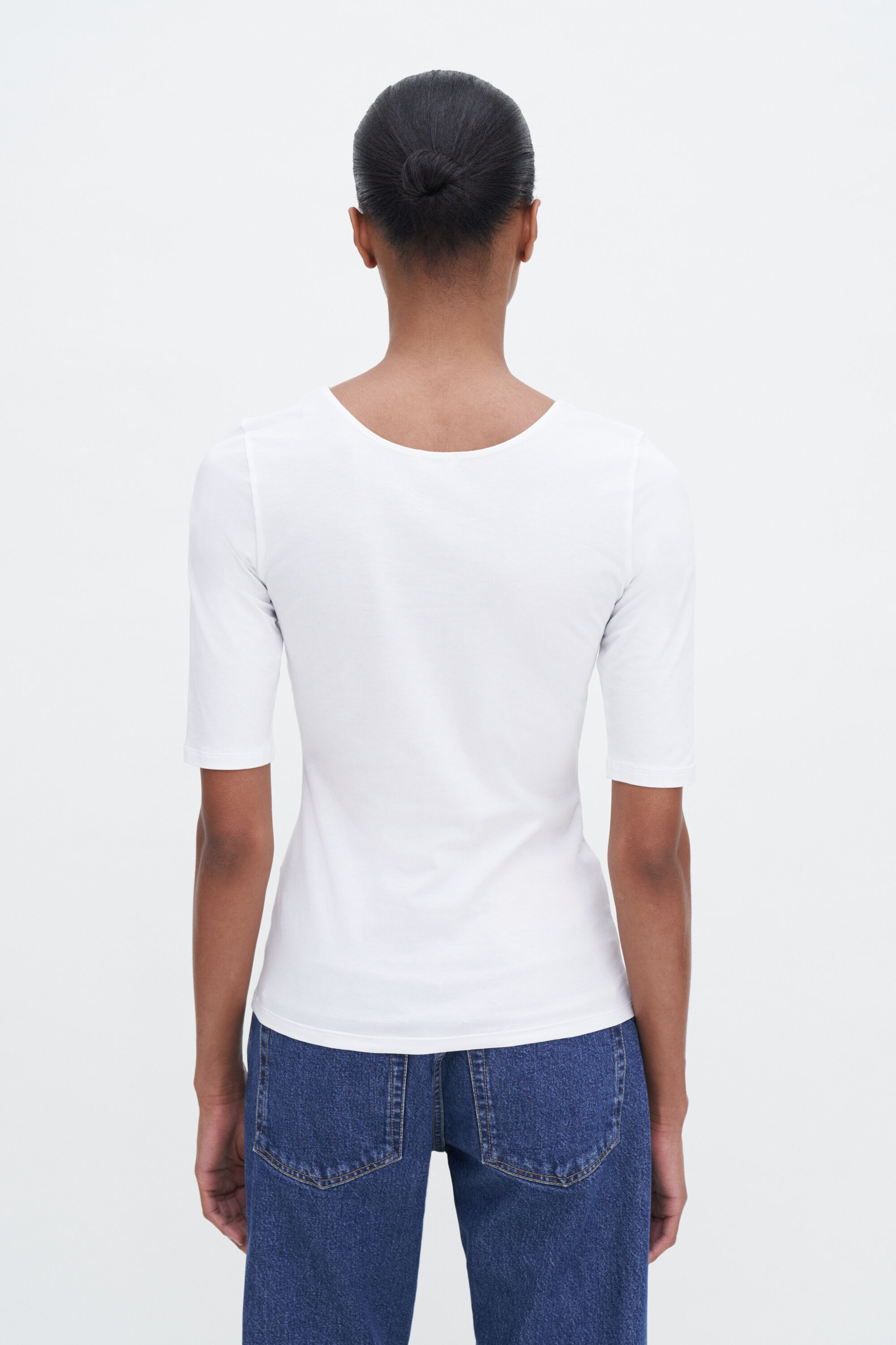 Cotton Stretch Scoop Neck Top