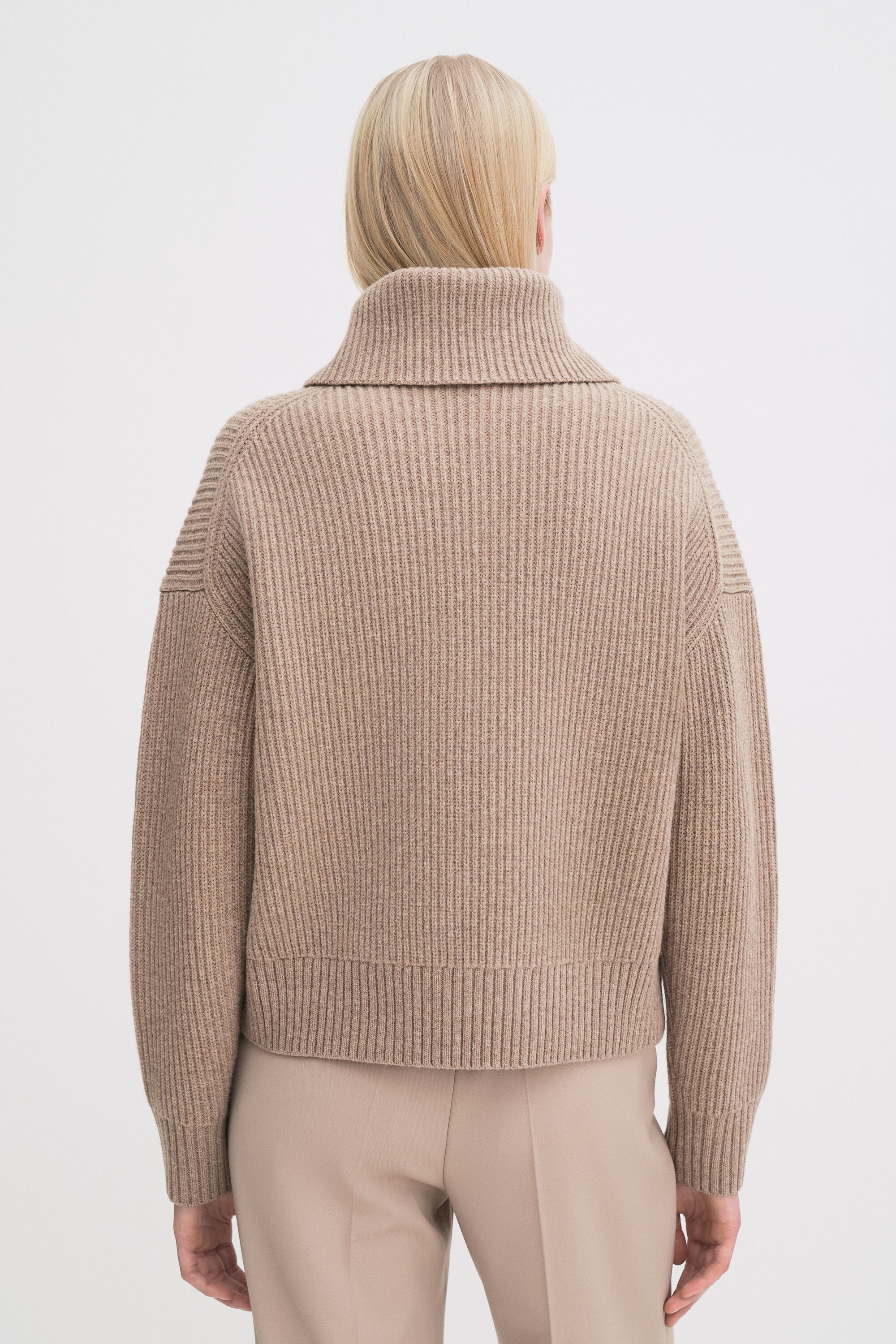 Ribbed Wool Half Zip Sweater