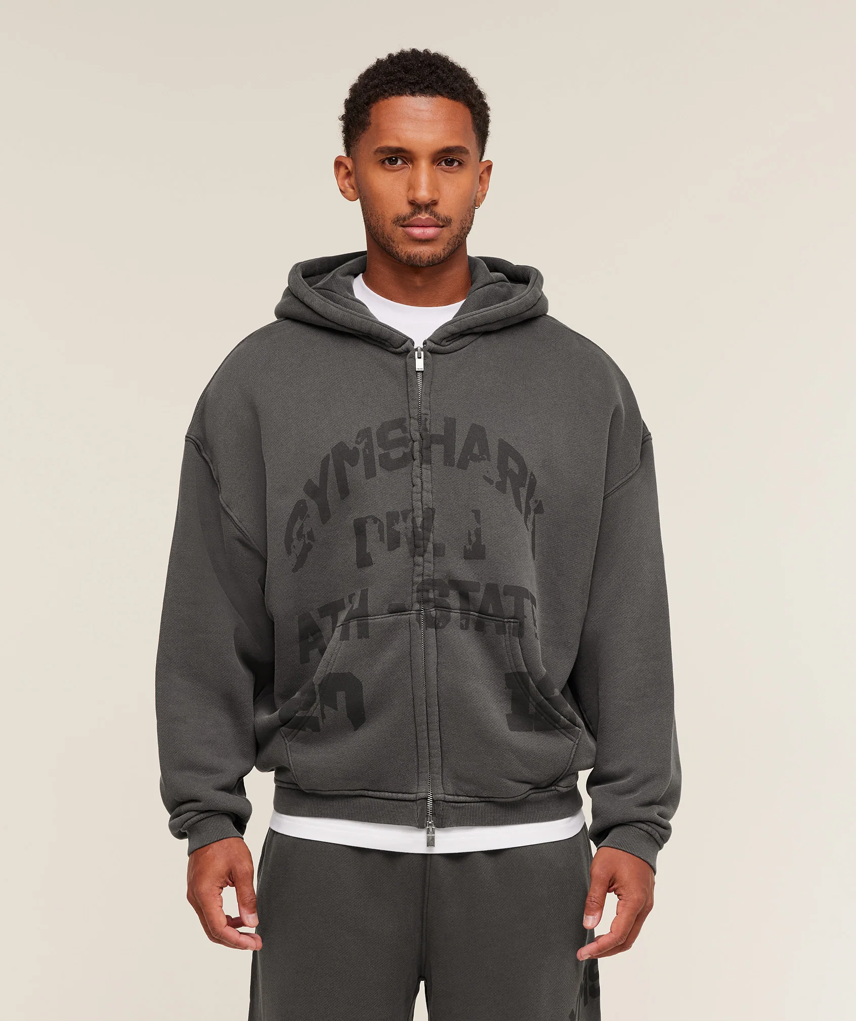 Collegiate Washed Zip Up Hoodie
